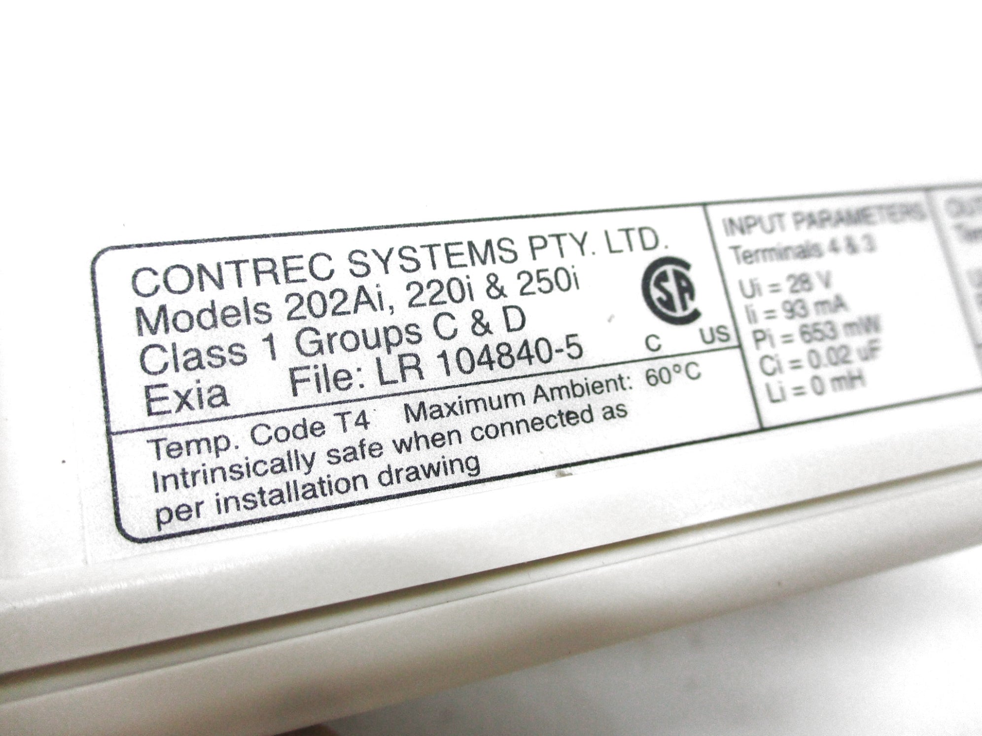 CONTREC SYSTEMS 202A120CSA-CUS NSMP