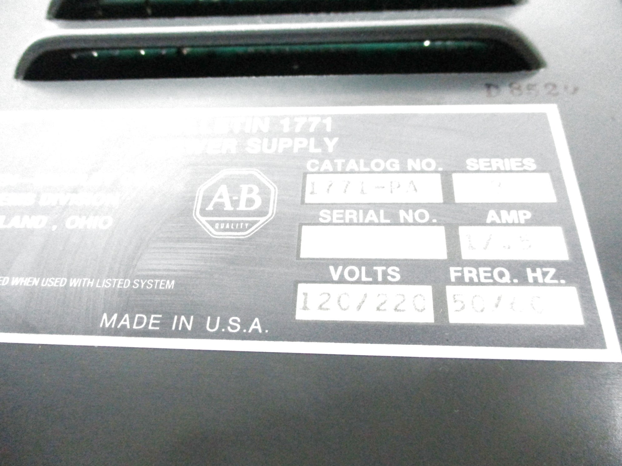 ALLEN BRADLEY 1771-PA SER. B UNMP