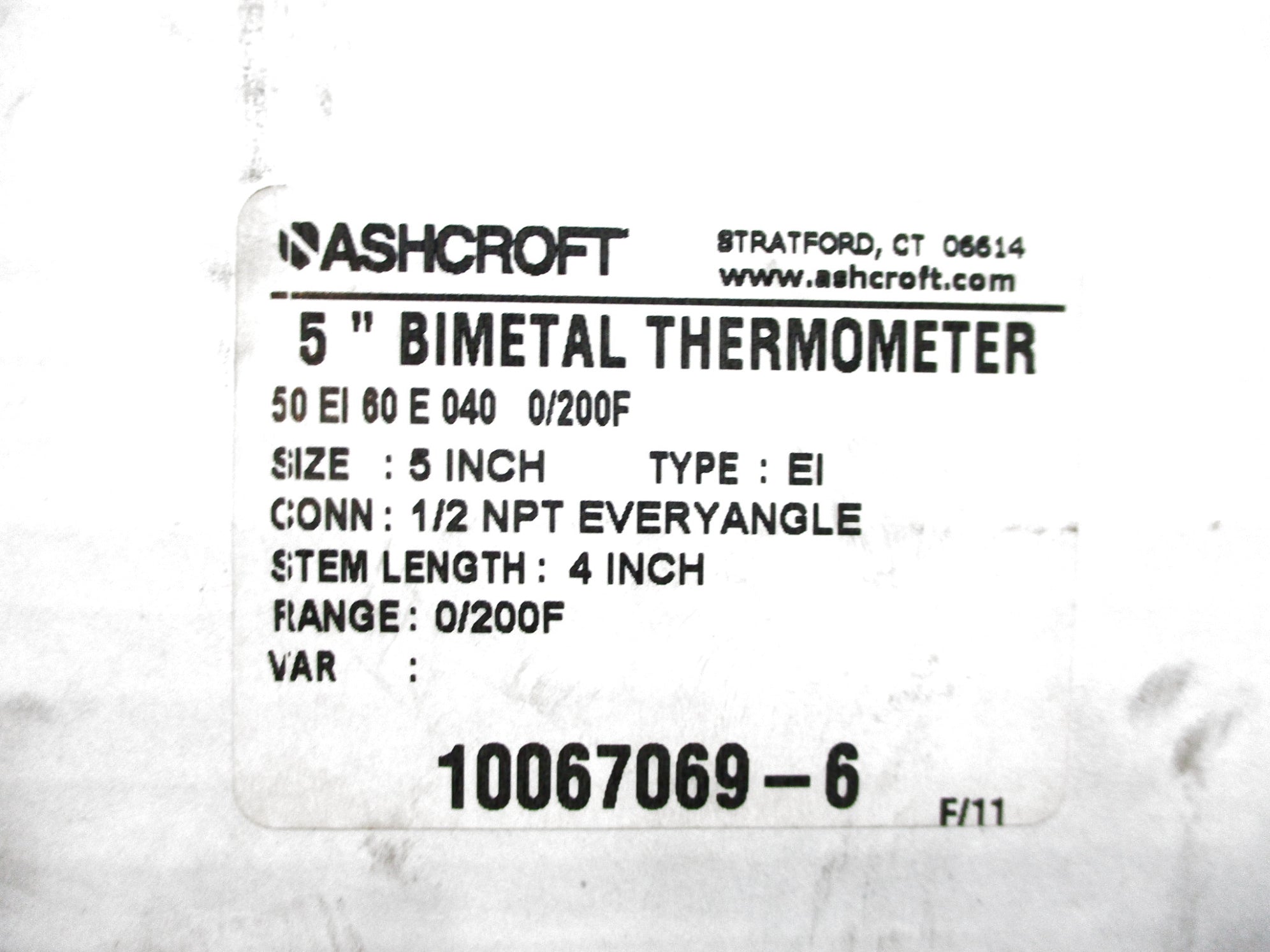 ASHCROFT 50EI60E040 0/200F NSMP