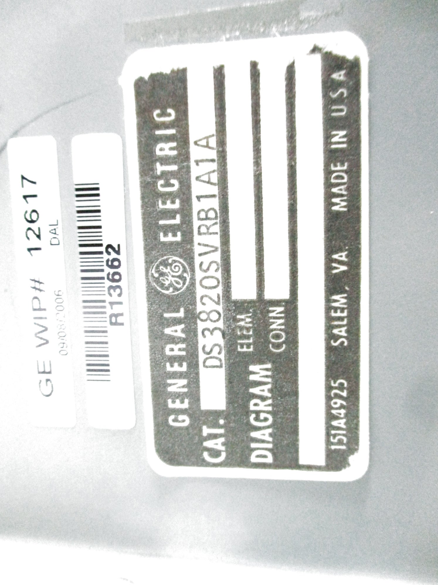 GENERAL ELECTRIC DS3820SVRB1A1A UNMP