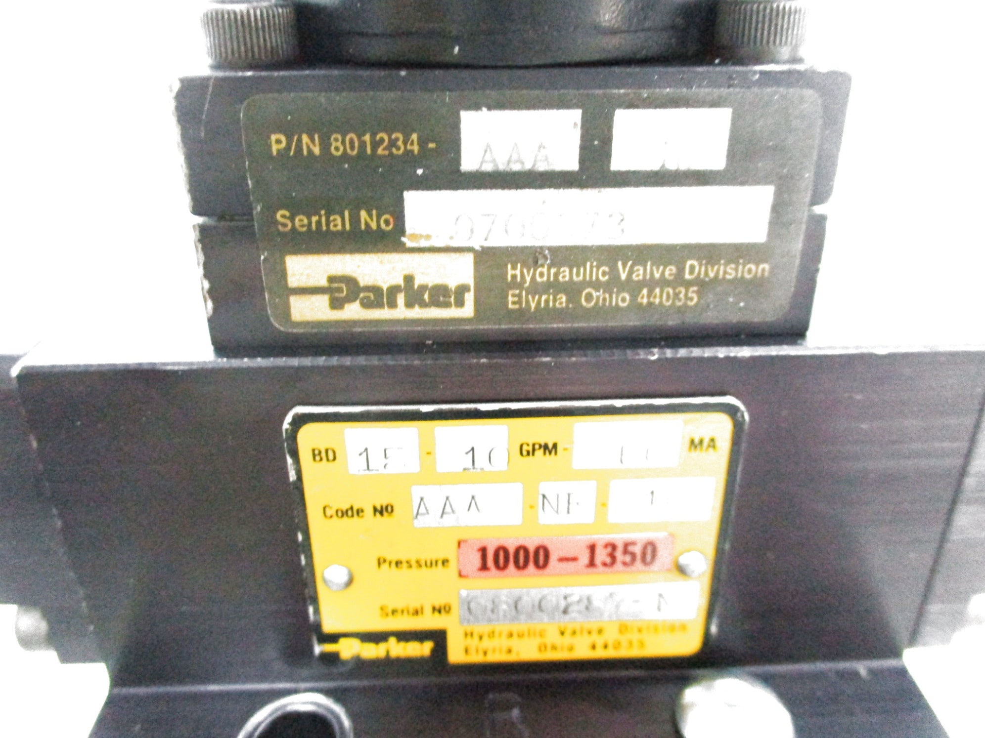 PARKER 801234-AAA-NR 500PSI 10GPM UNMP