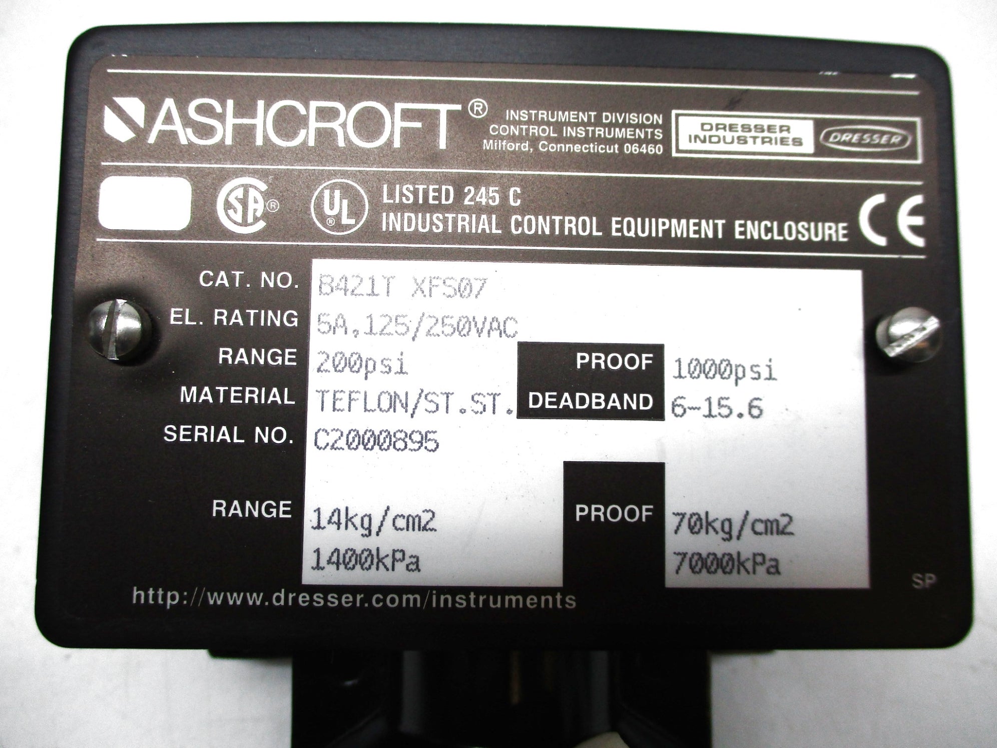 ASHCROFT B421TXFS07 NSMP