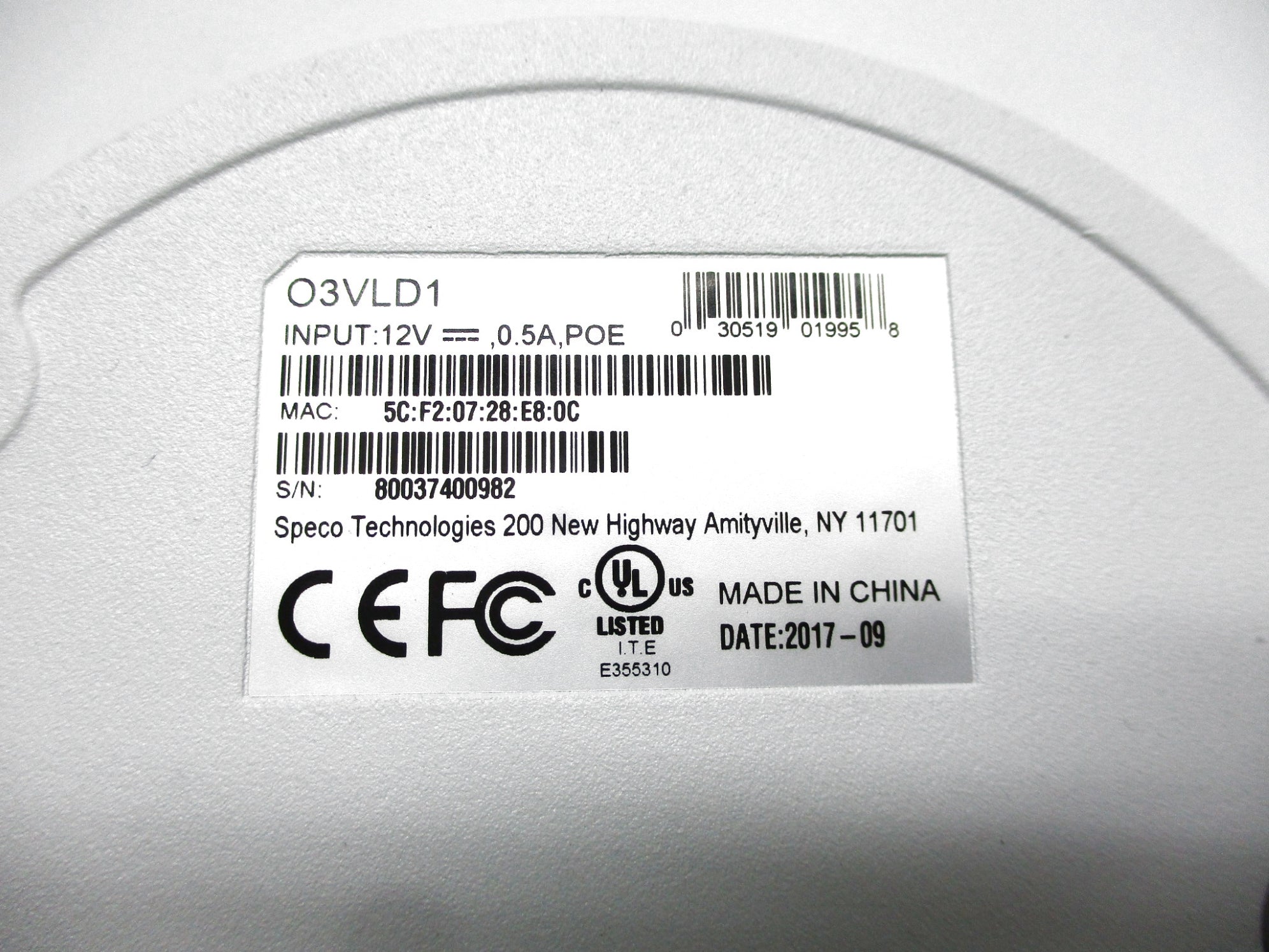 SPECO TECHNOLOGIES O3VLD1 NSMP