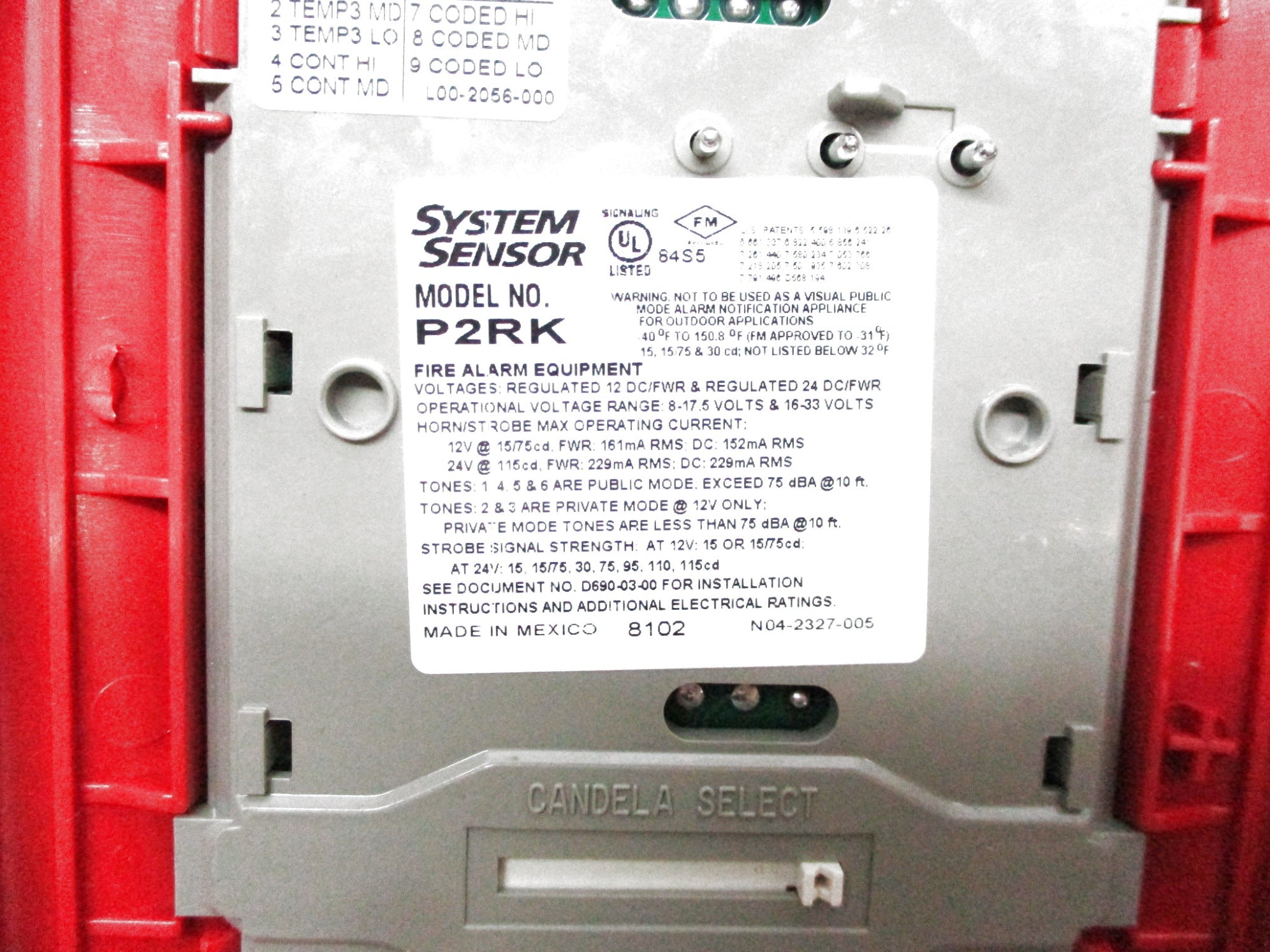 SYSTEM SENSOR P2RK NSMP