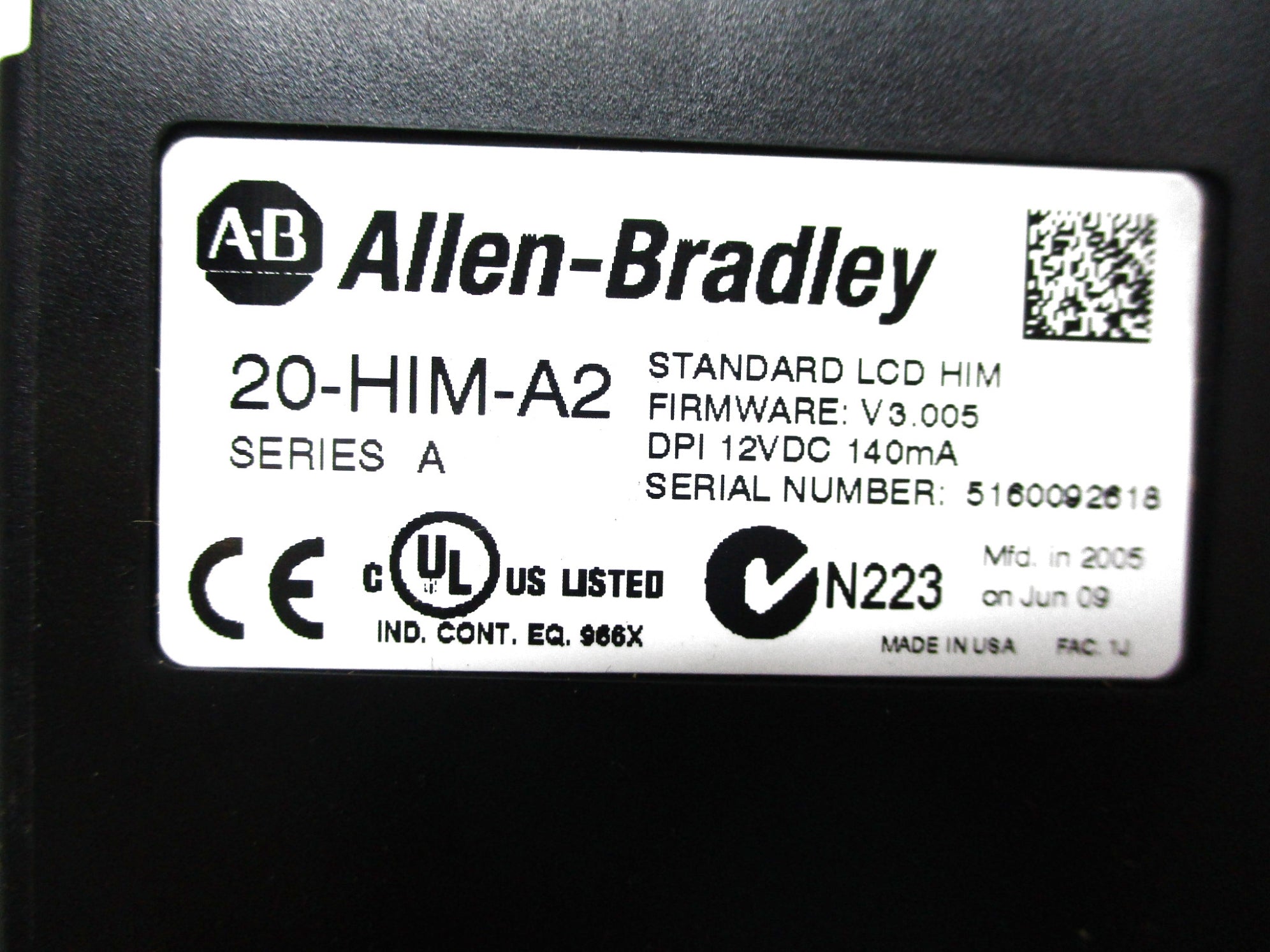 ALLEN BRADLEY 20-HIM-A2 SER. A F/W 3.005 UNMP