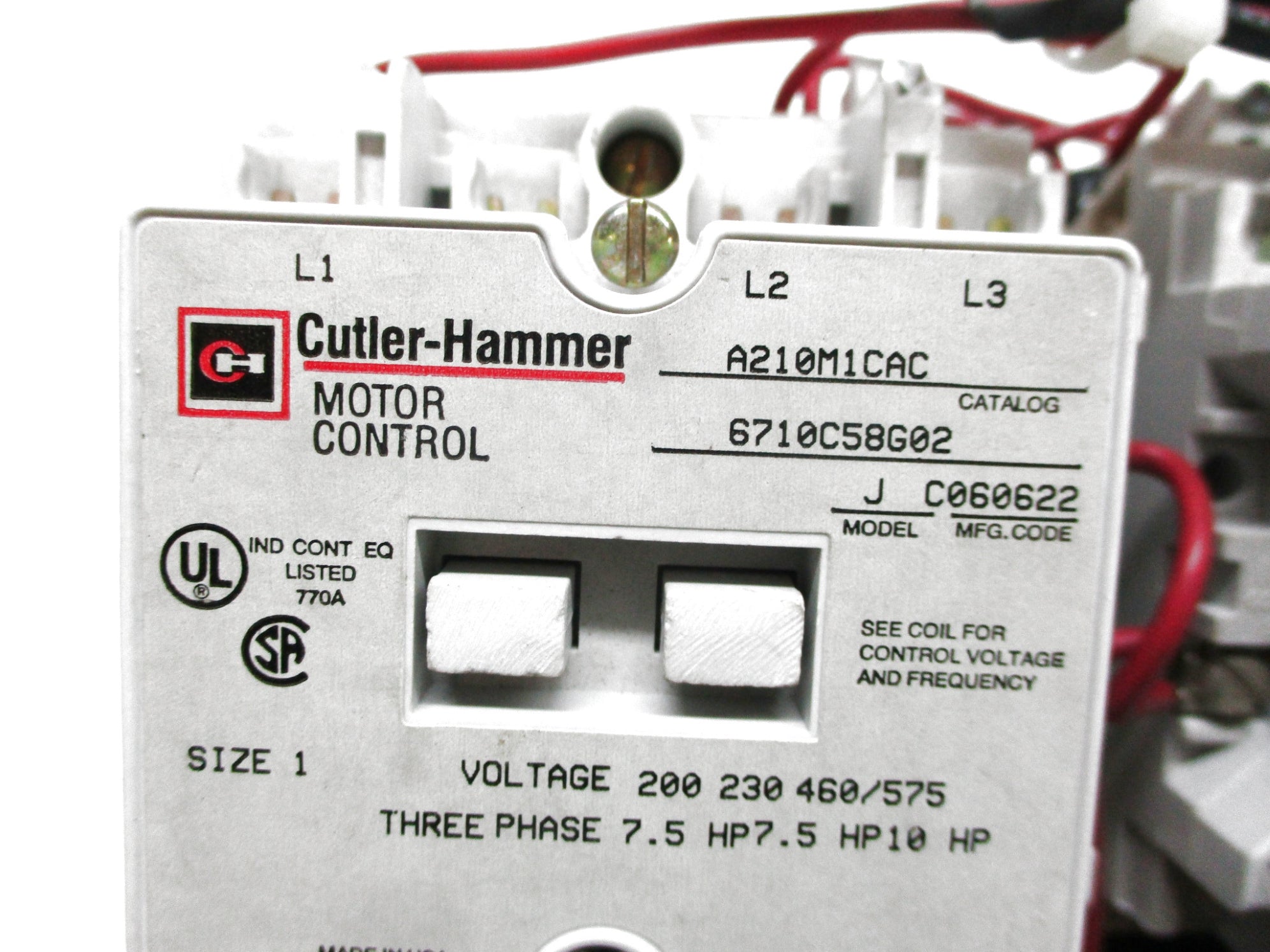 CUTLER HAMMER A210M1CAC 110V/50HZ 120V/60HZ (AS PICTURED) NSMP