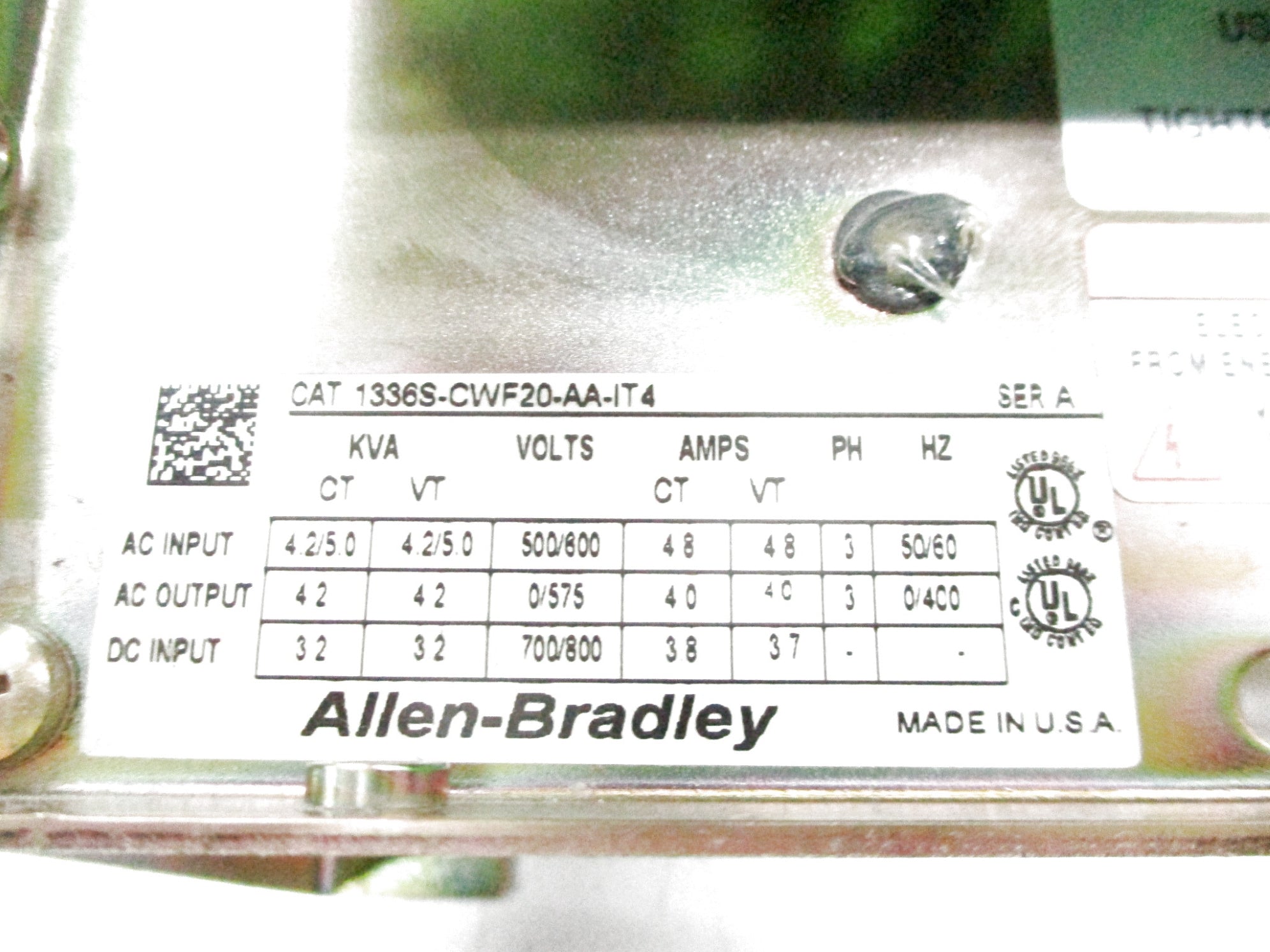 ALLEN BRADLEY 1336S-CWF20-AA-IT4 SER. A (AS PICTURED) UNMP