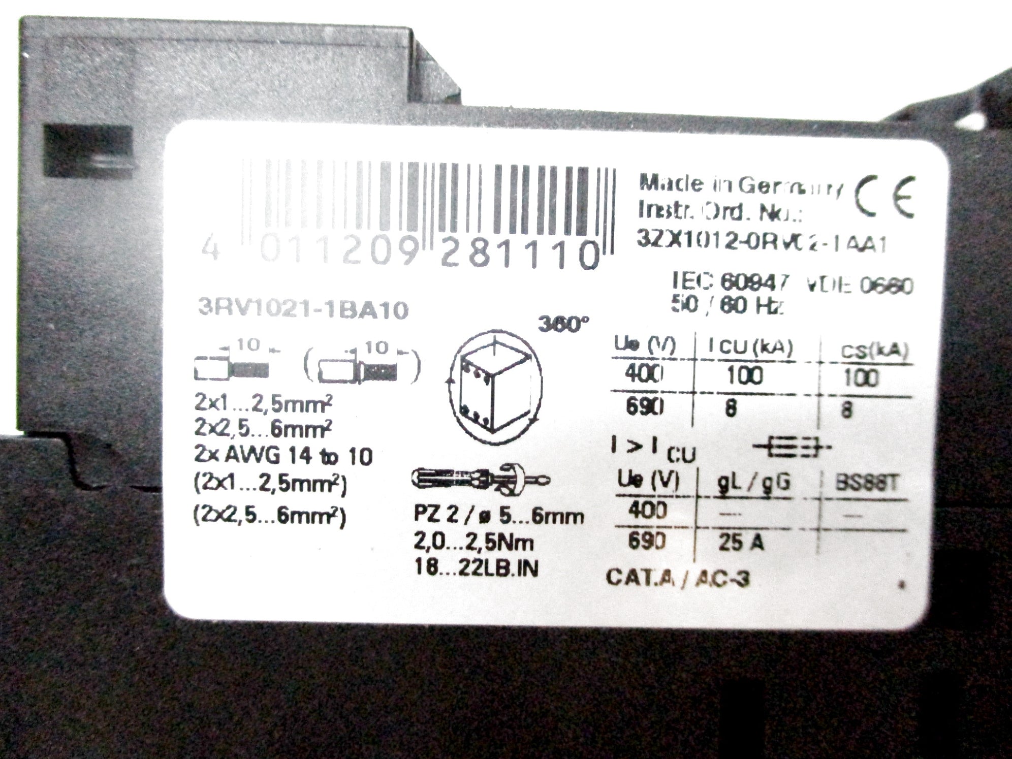 SIEMENS 3RV1021-1BA10 1.4-2A (AS PICTURED) NSNP