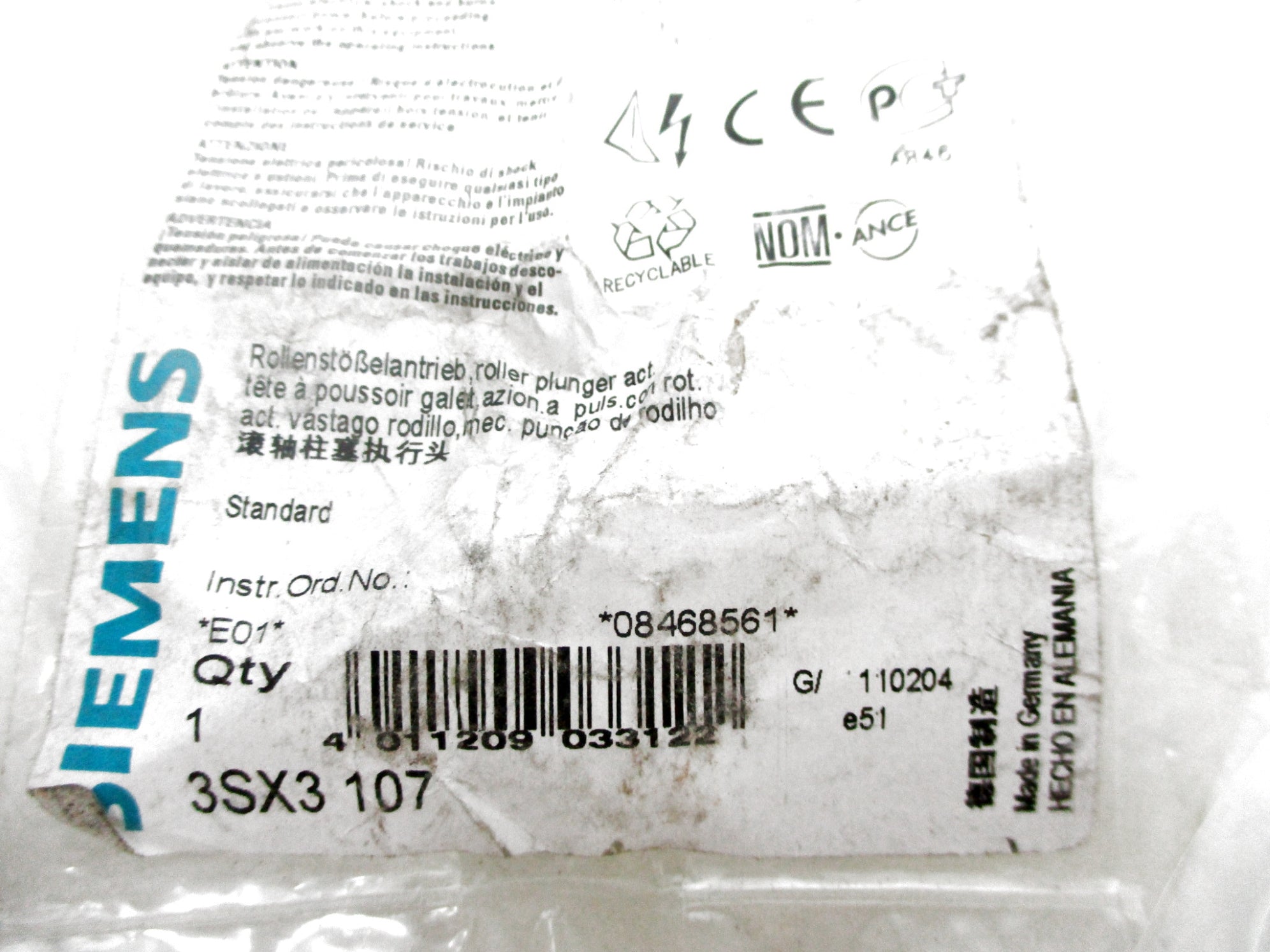 SIEMENS 3SX3107 (AS PICTURED) NSNP