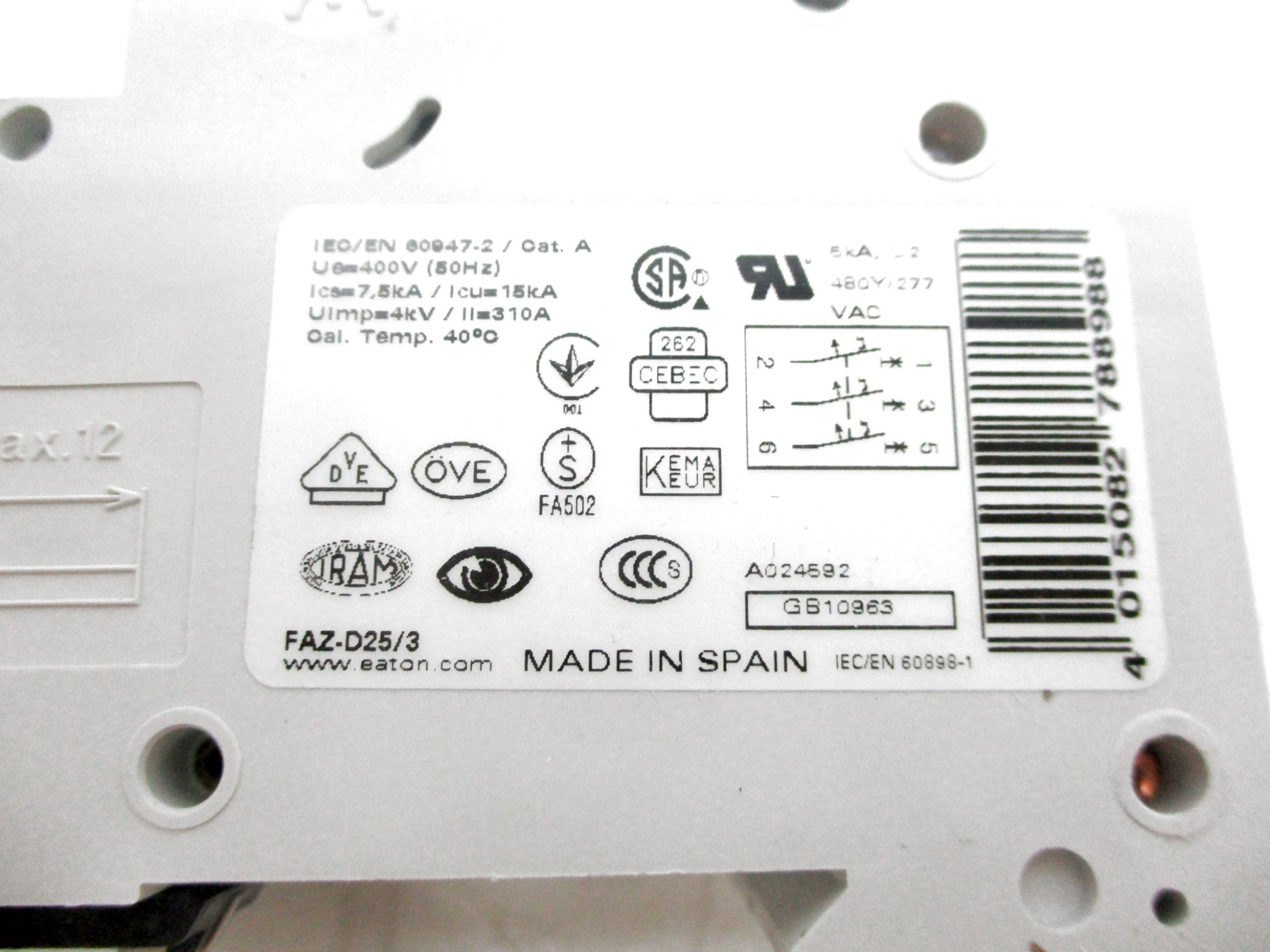 EATON FAZ-D25/3 25A 480Y/277VAC NSMP