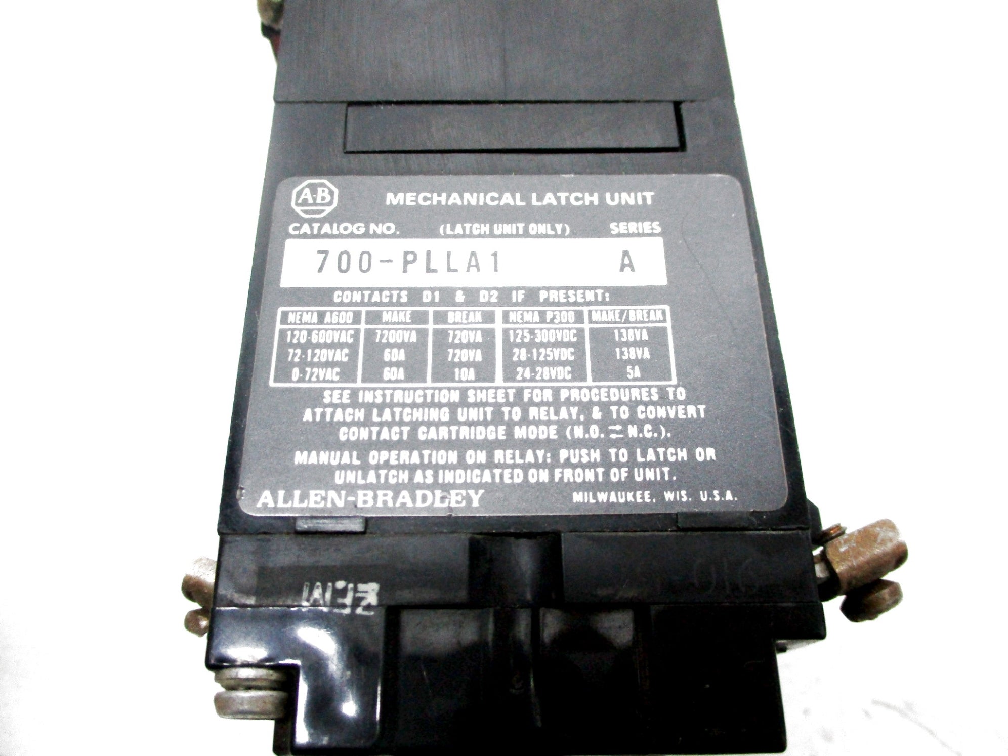 ALLEN BRADLEY 700-PL600A1 SER. A 120V (AS PICTURED) UNMP