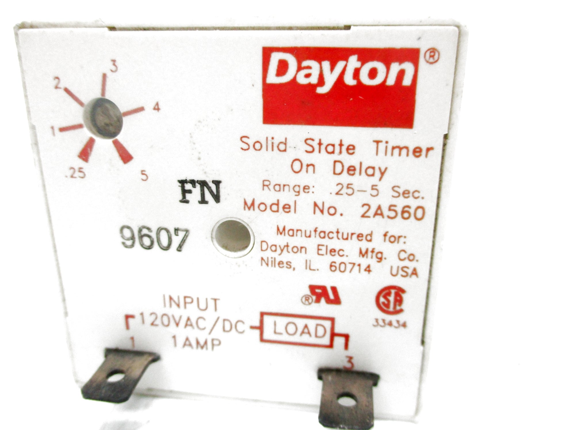 DAYTON 2A560 120VAC/DC 1A .25-5S UNMP