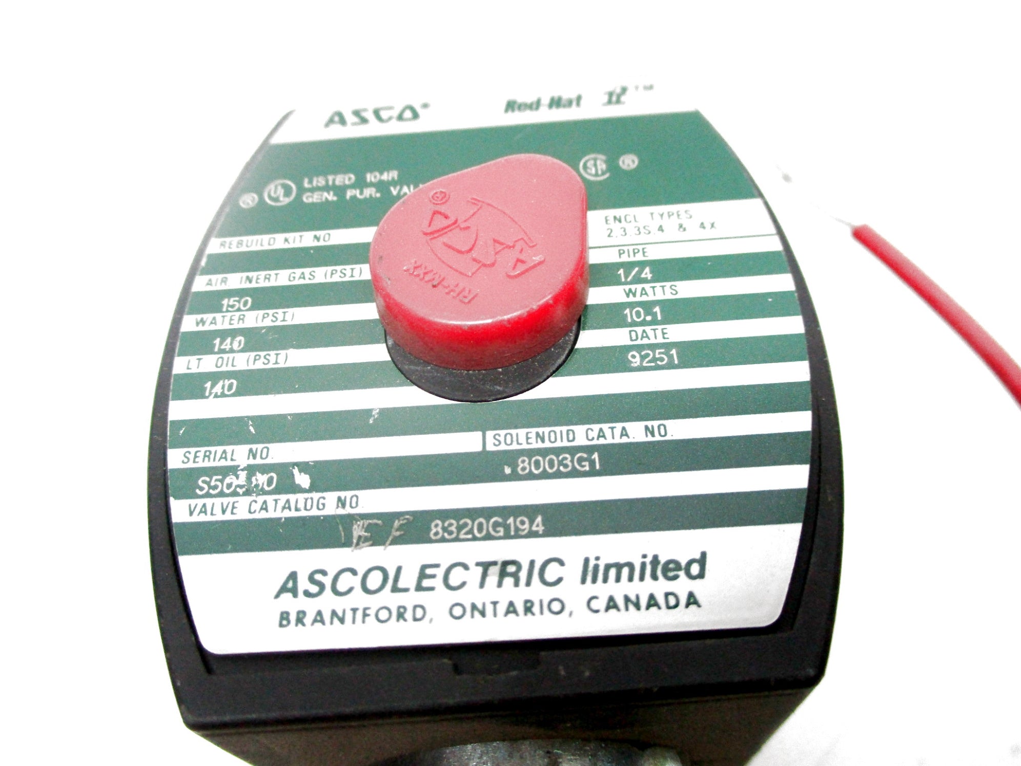 ASCO 8320G194 110/120V 140PSI (AS PICTURED) UNMP