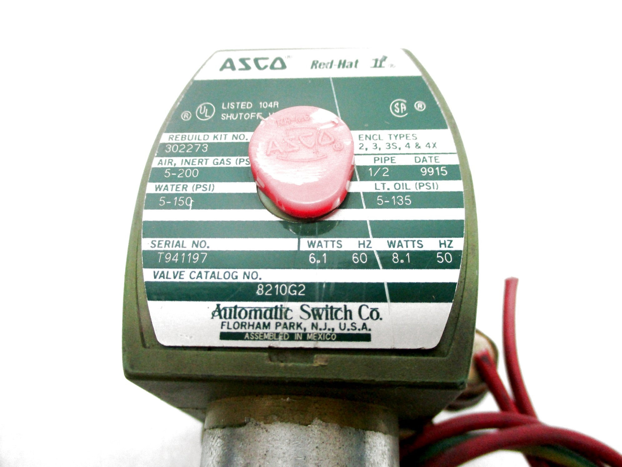 ASCO 8210G2 110/120V 5-150PSI UNMP