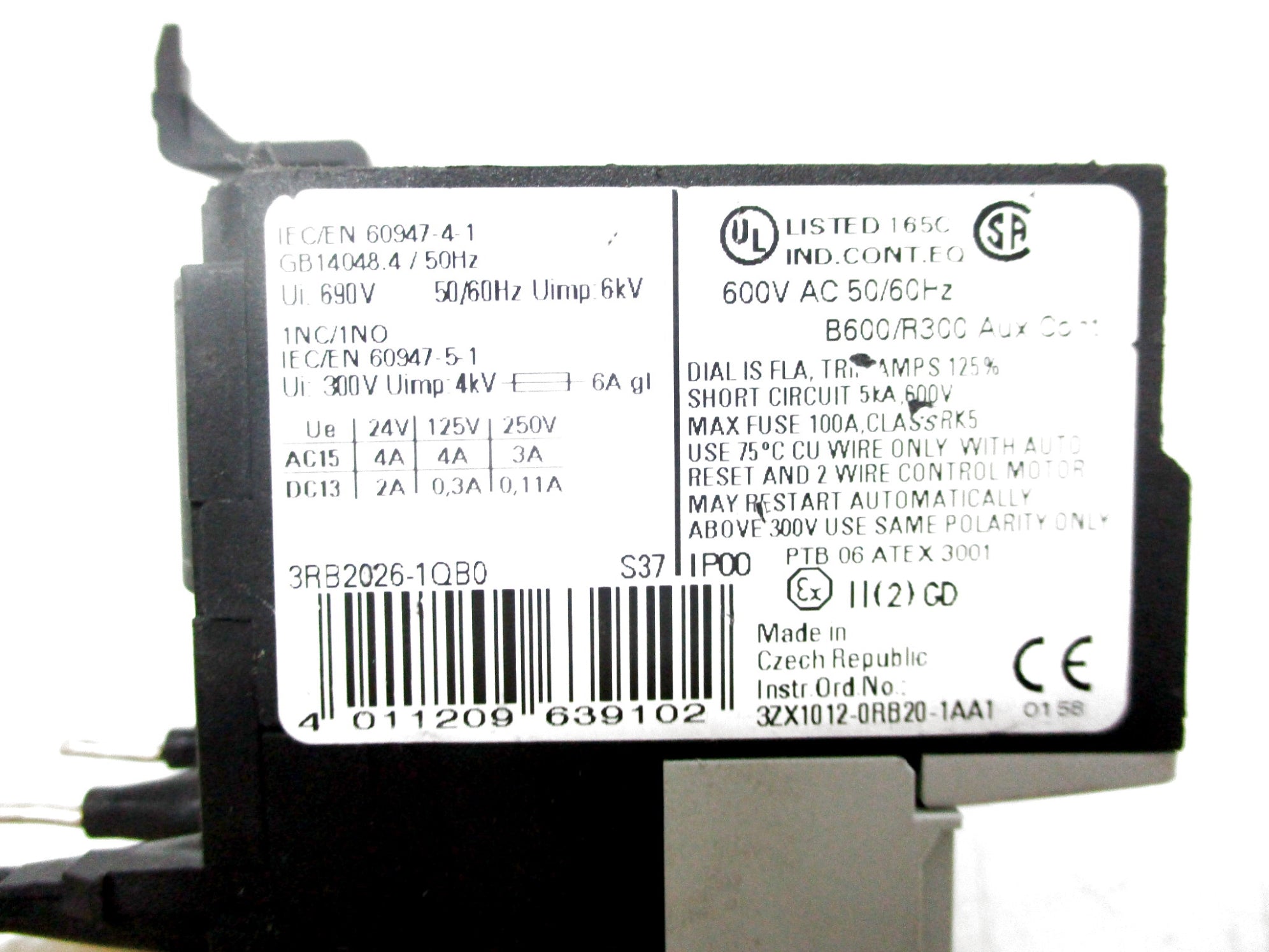 SIEMENS 3RB2026-1QB0 6-25A UNMP
