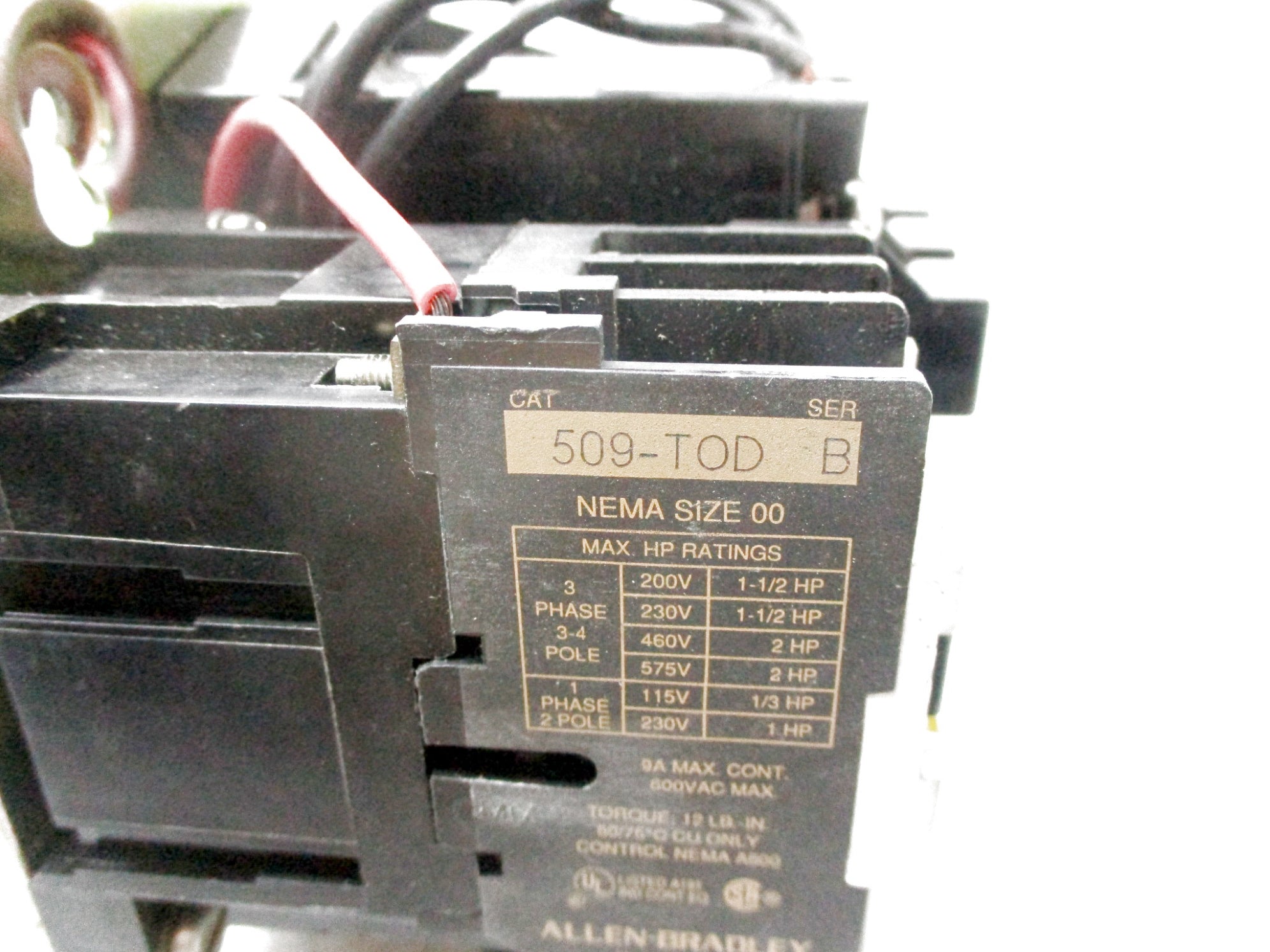 ALLEN BRADLEY 509-TOD SER. B 110/120V (AS PICTURED) UNMP