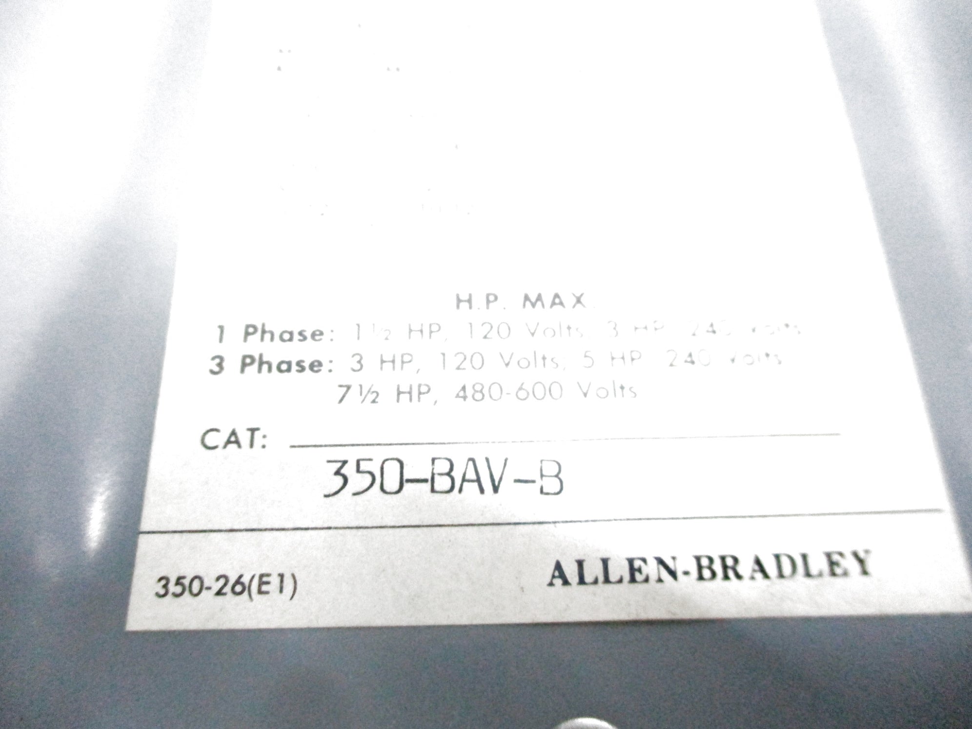 ALLEN BRADLEY 350-BAV SER. B NSNP