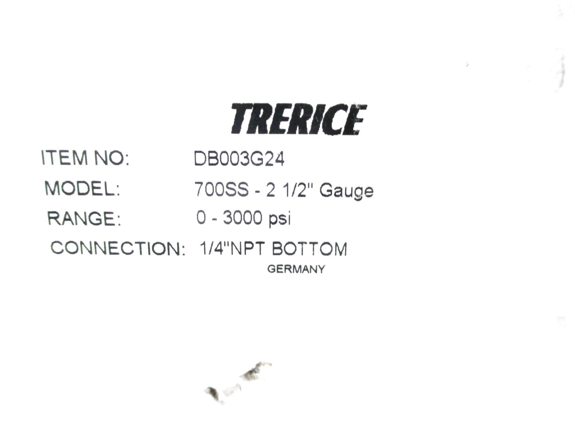 TRERICE DB003G24 0-3000PSI NSMP