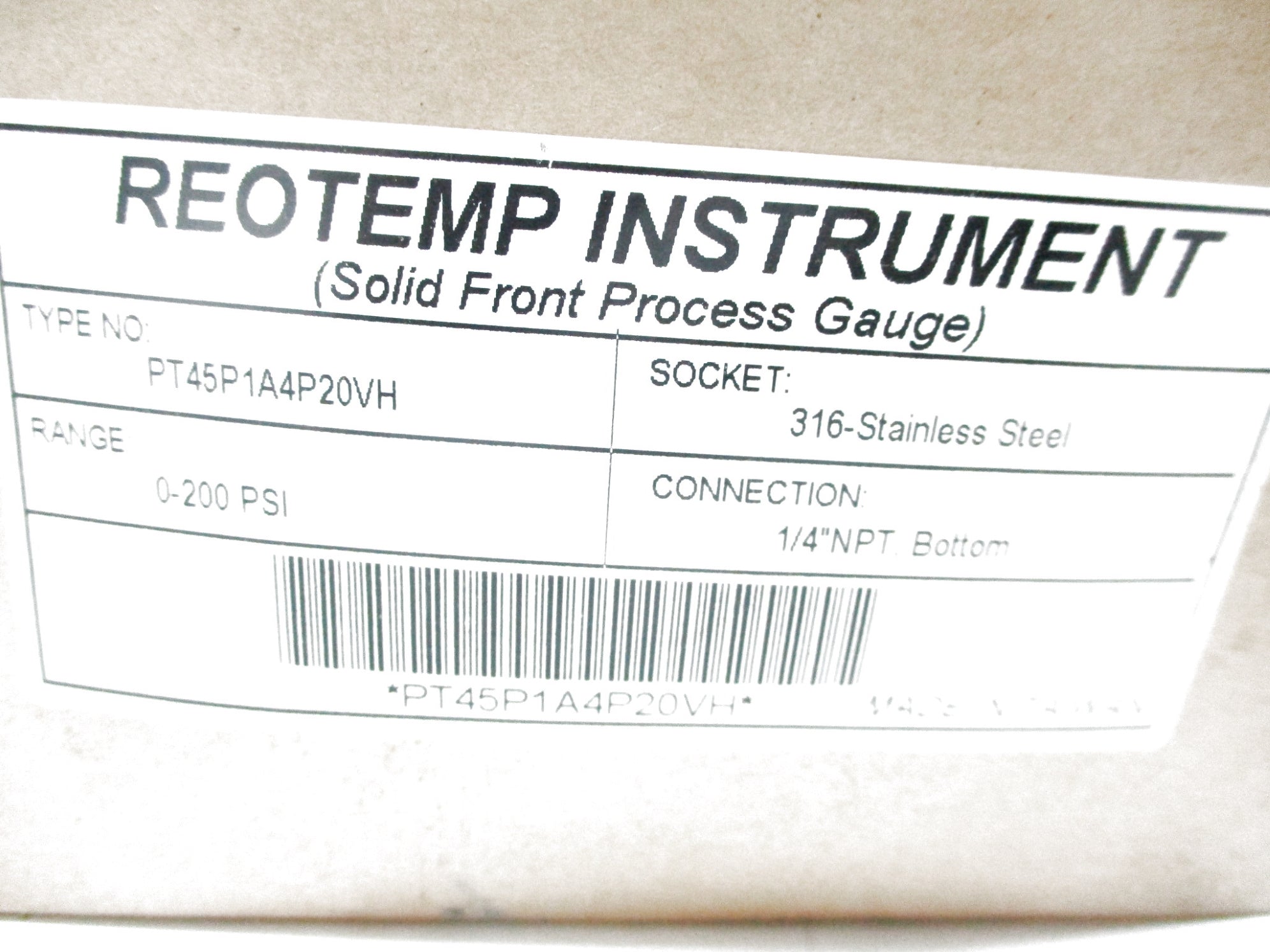 REOTEMP INSTRUMENT PT45P1A4P20VH 0-200PSI NSMP