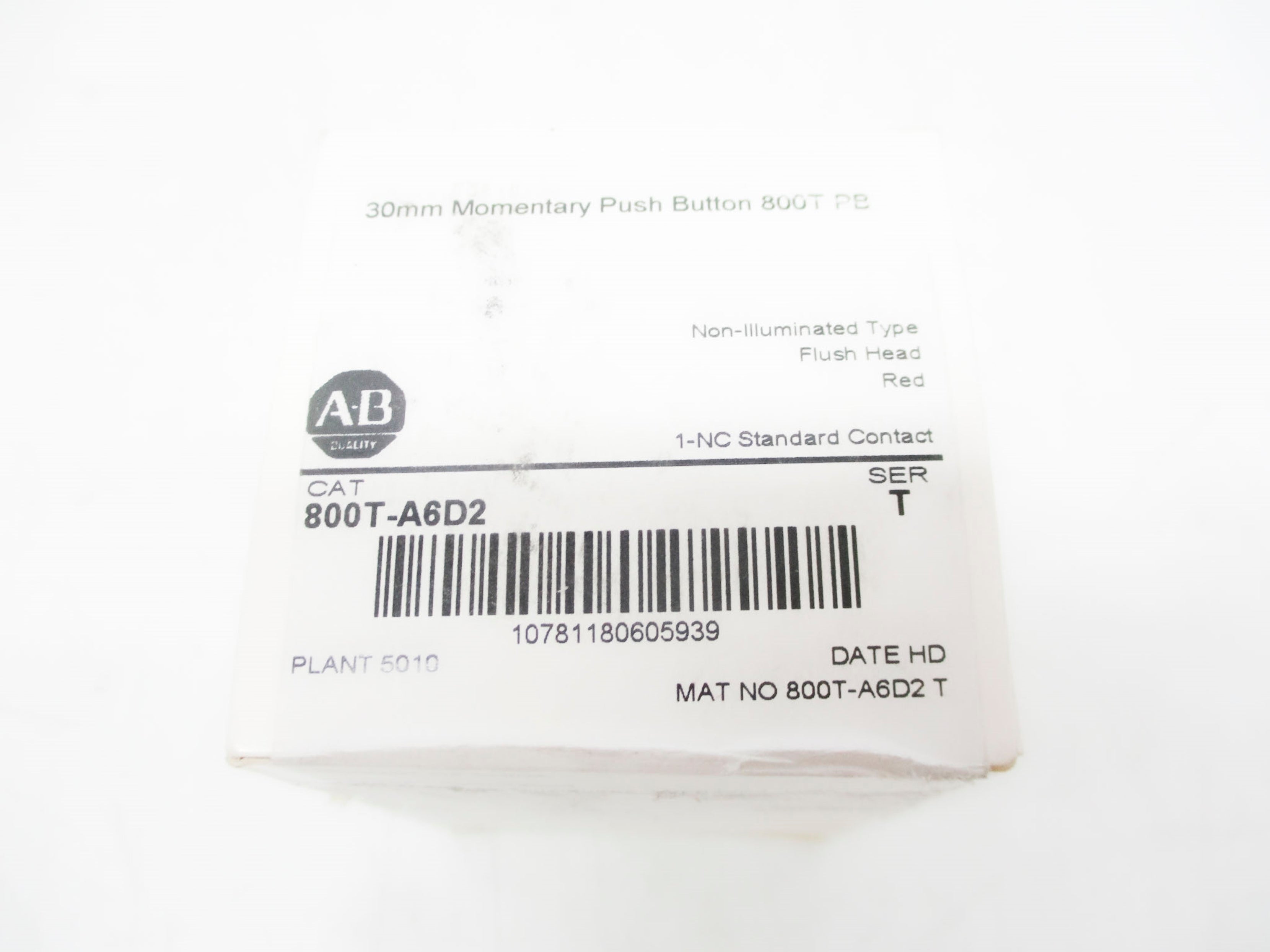 ALLEN BRADLEY 800T-A6D2 SER. T (WH) NSFS