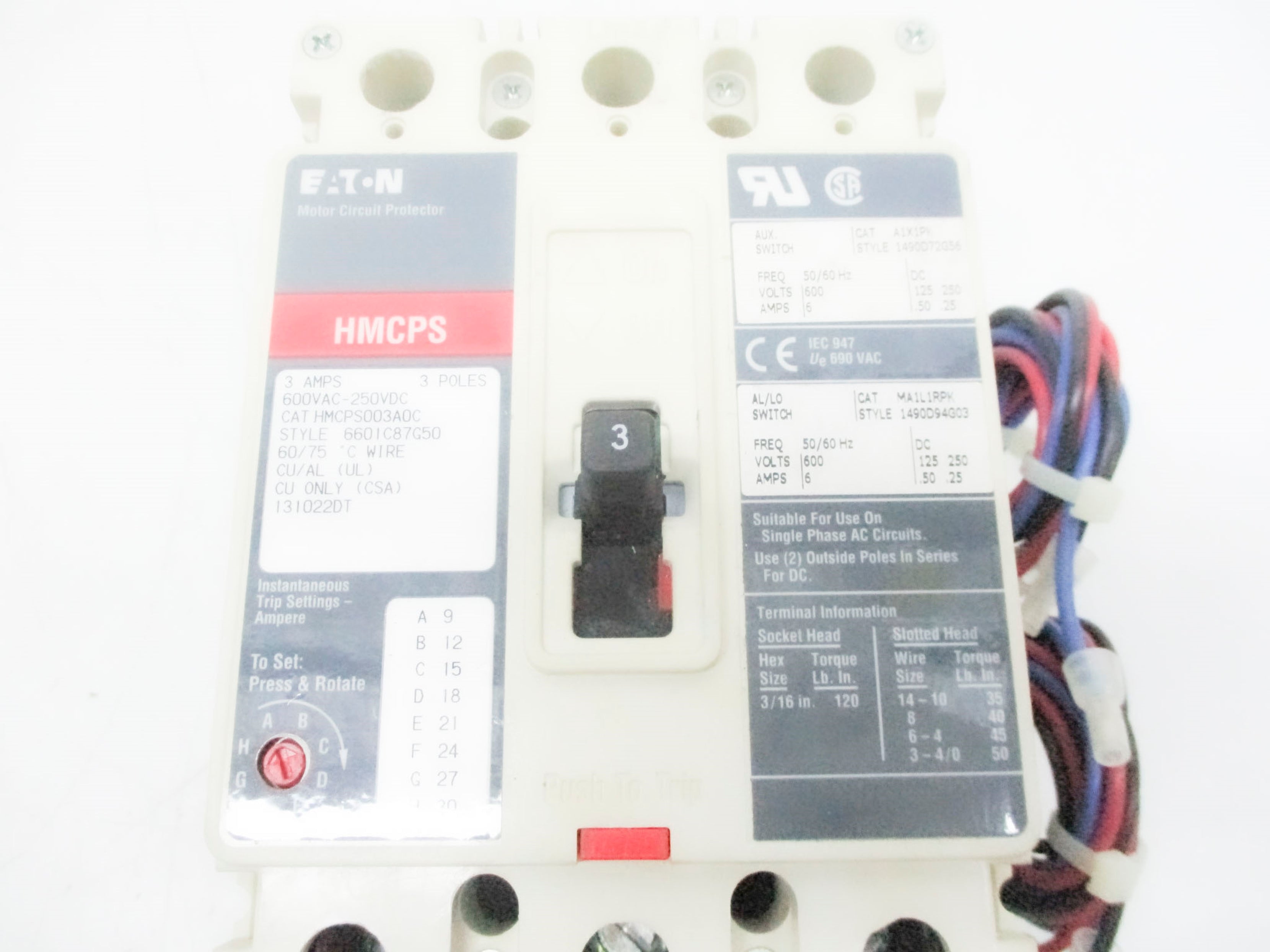 EATON HMCPS003A0C 3A 600VAC (GREY) UNMP