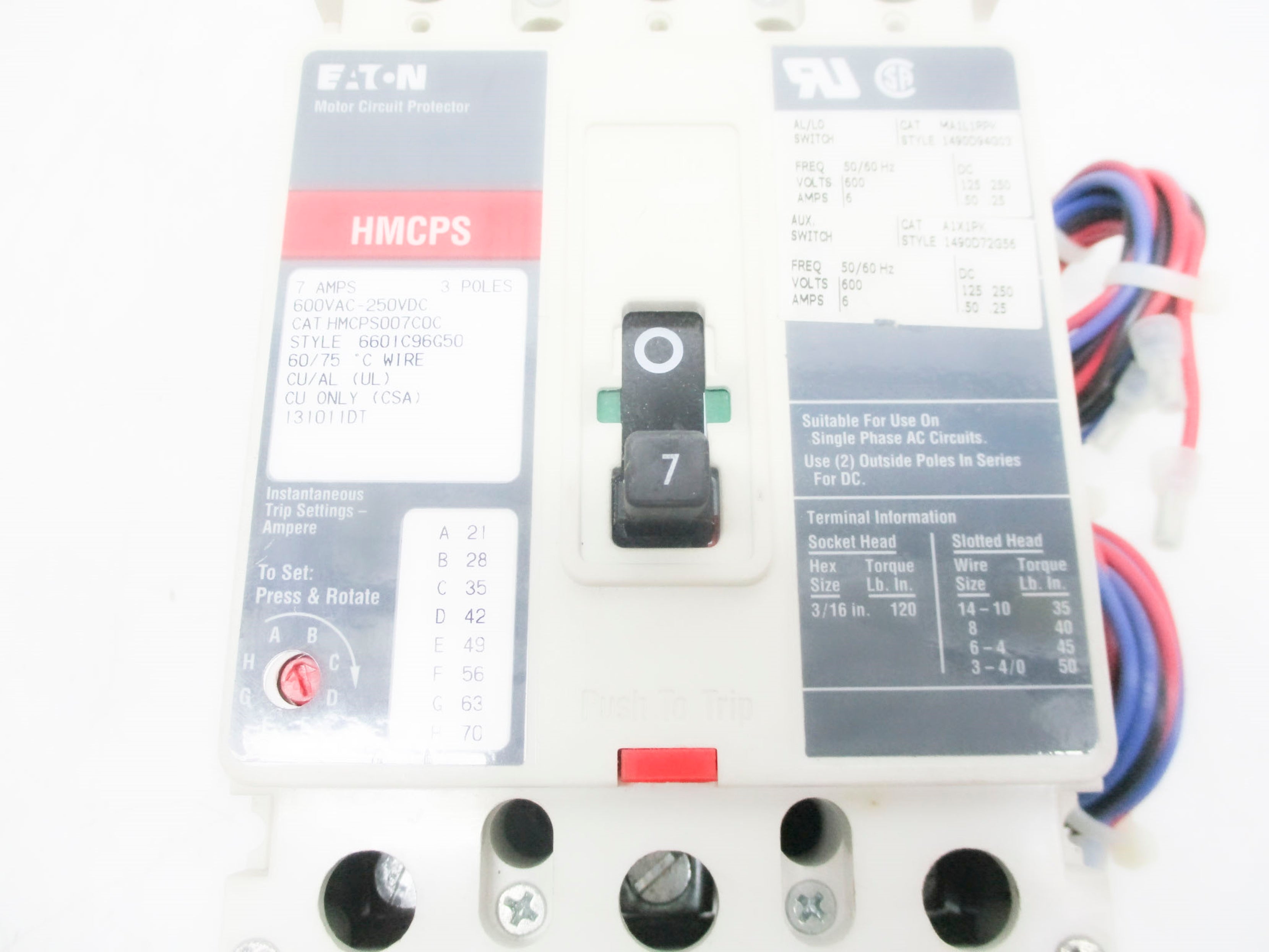 EATON HMCPS007C0C 7A 600VAC (GREY) UNMP