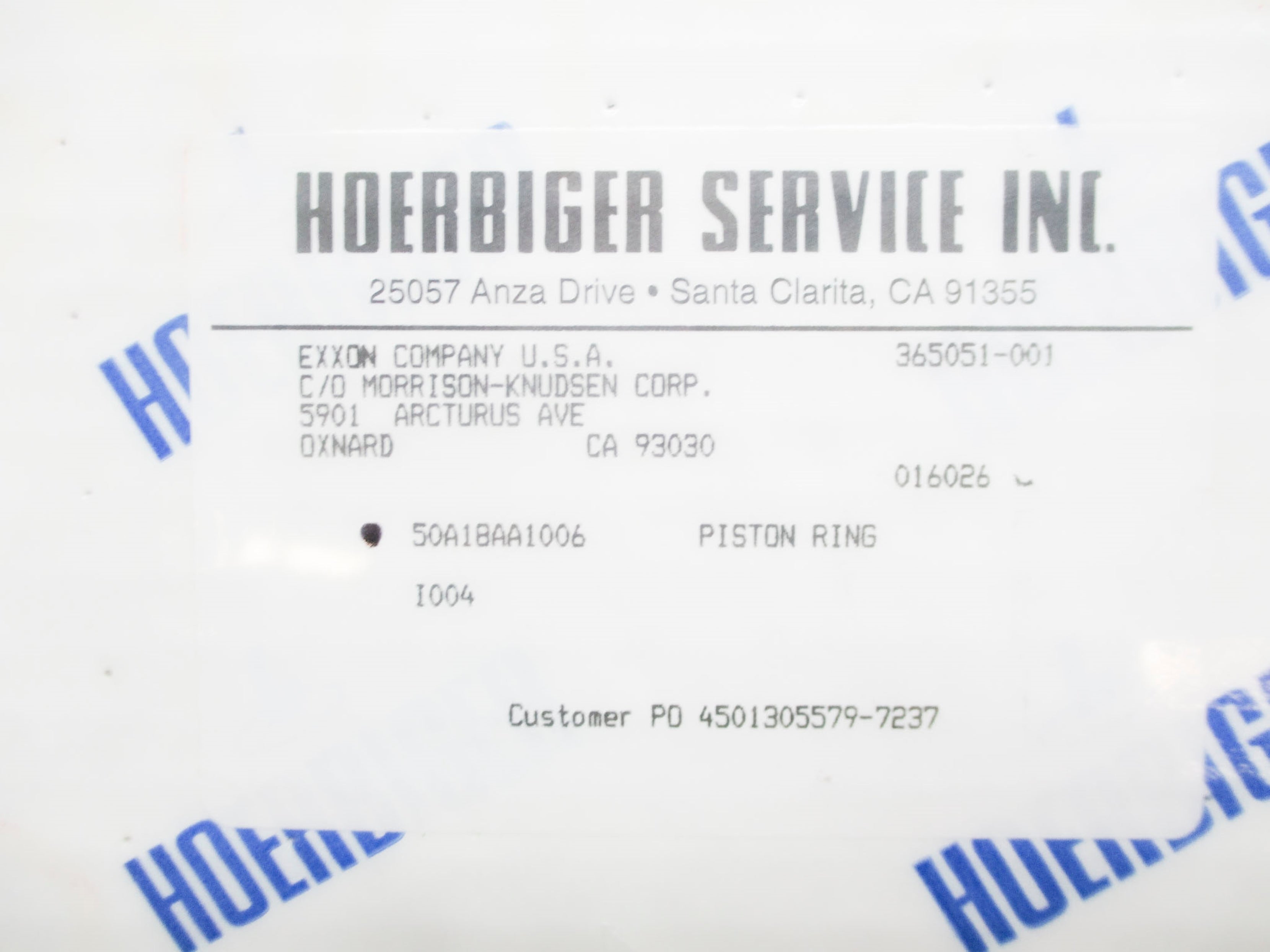 HOERBIGER SERVICE 50A1BAA106 NSNP