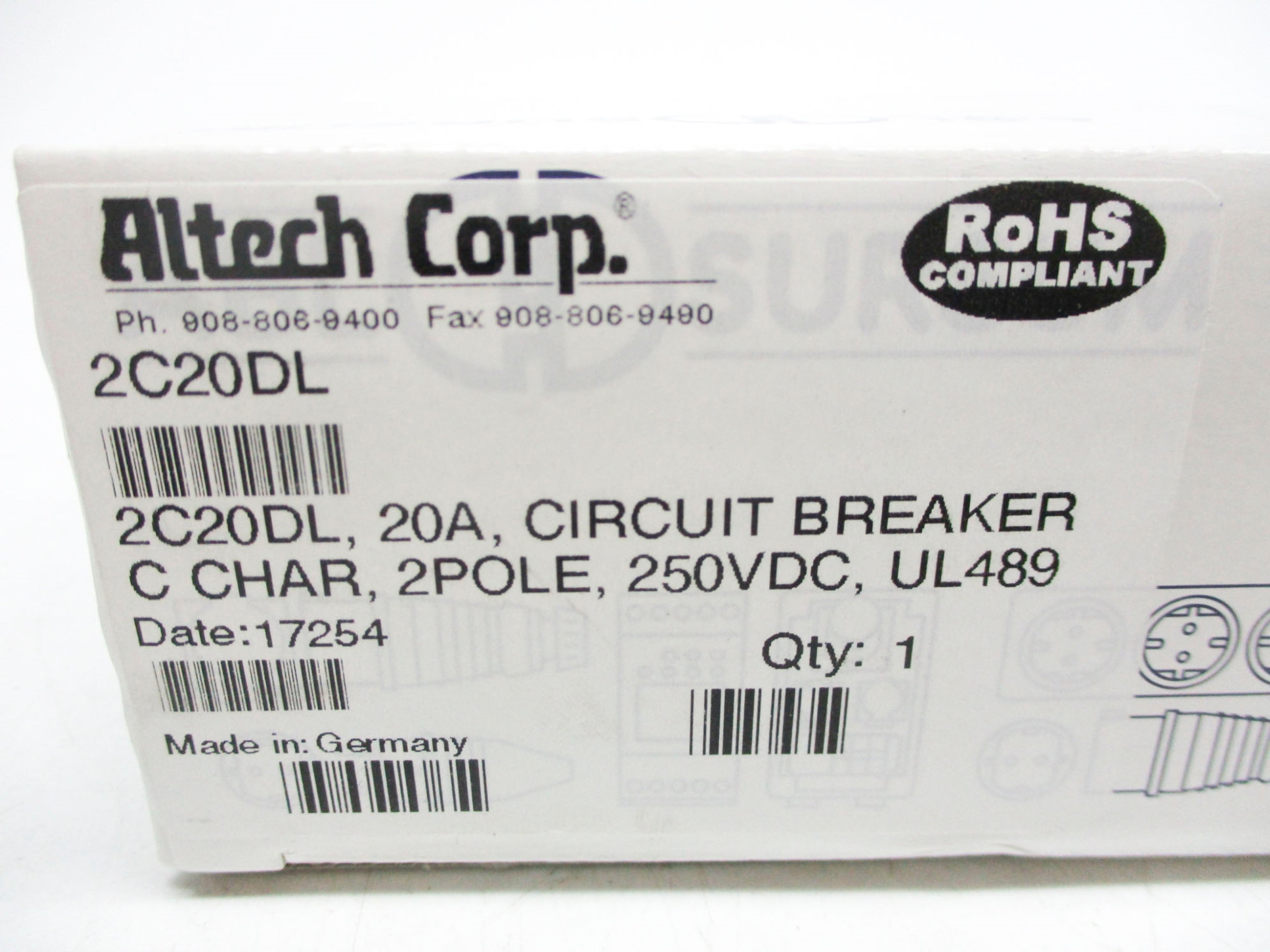 ALTECH CORP 2C20DL 20A 250VDC NSMP