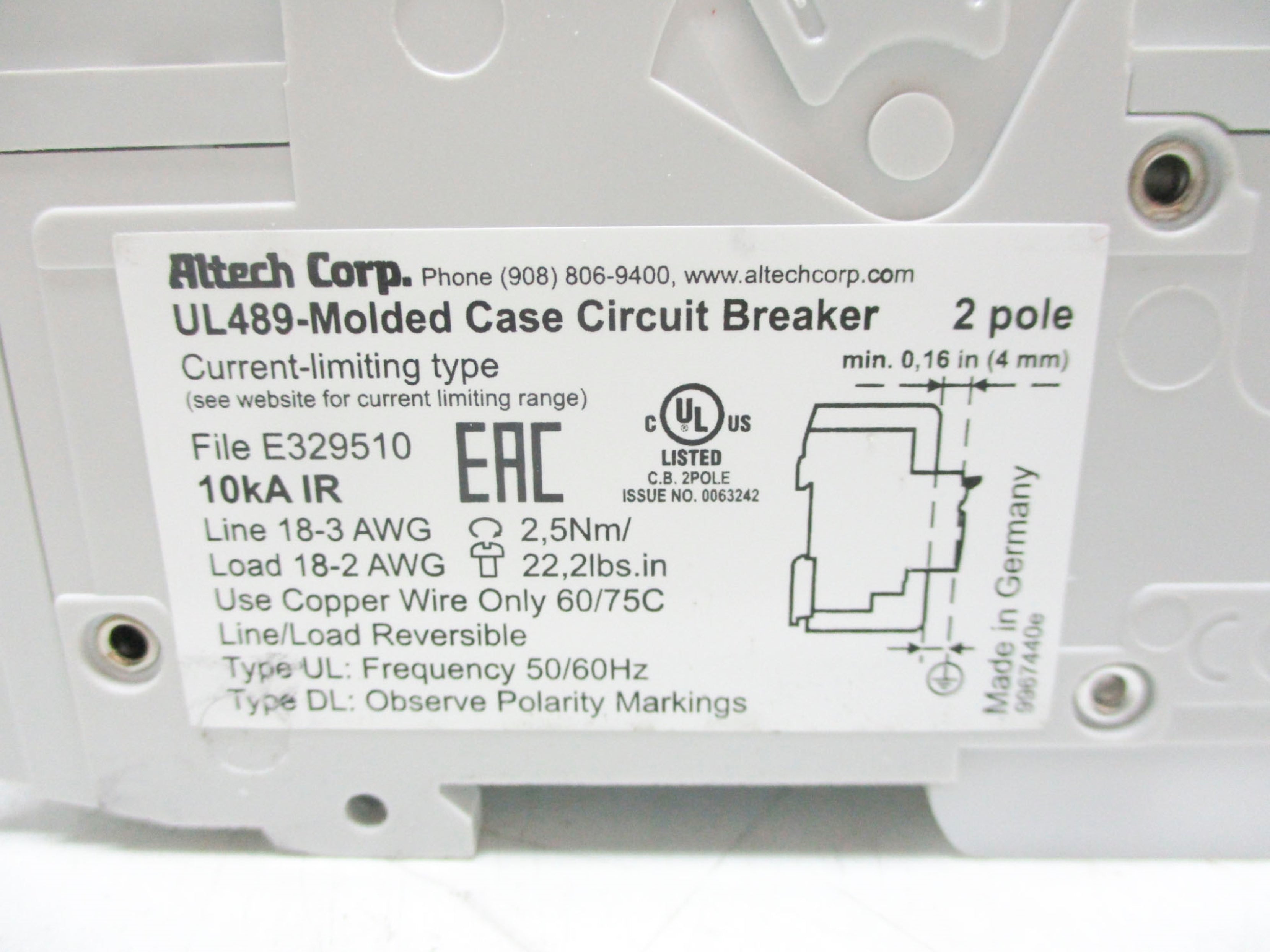 ALTECH CORP 2C20DL 20A 250VDC NSNP