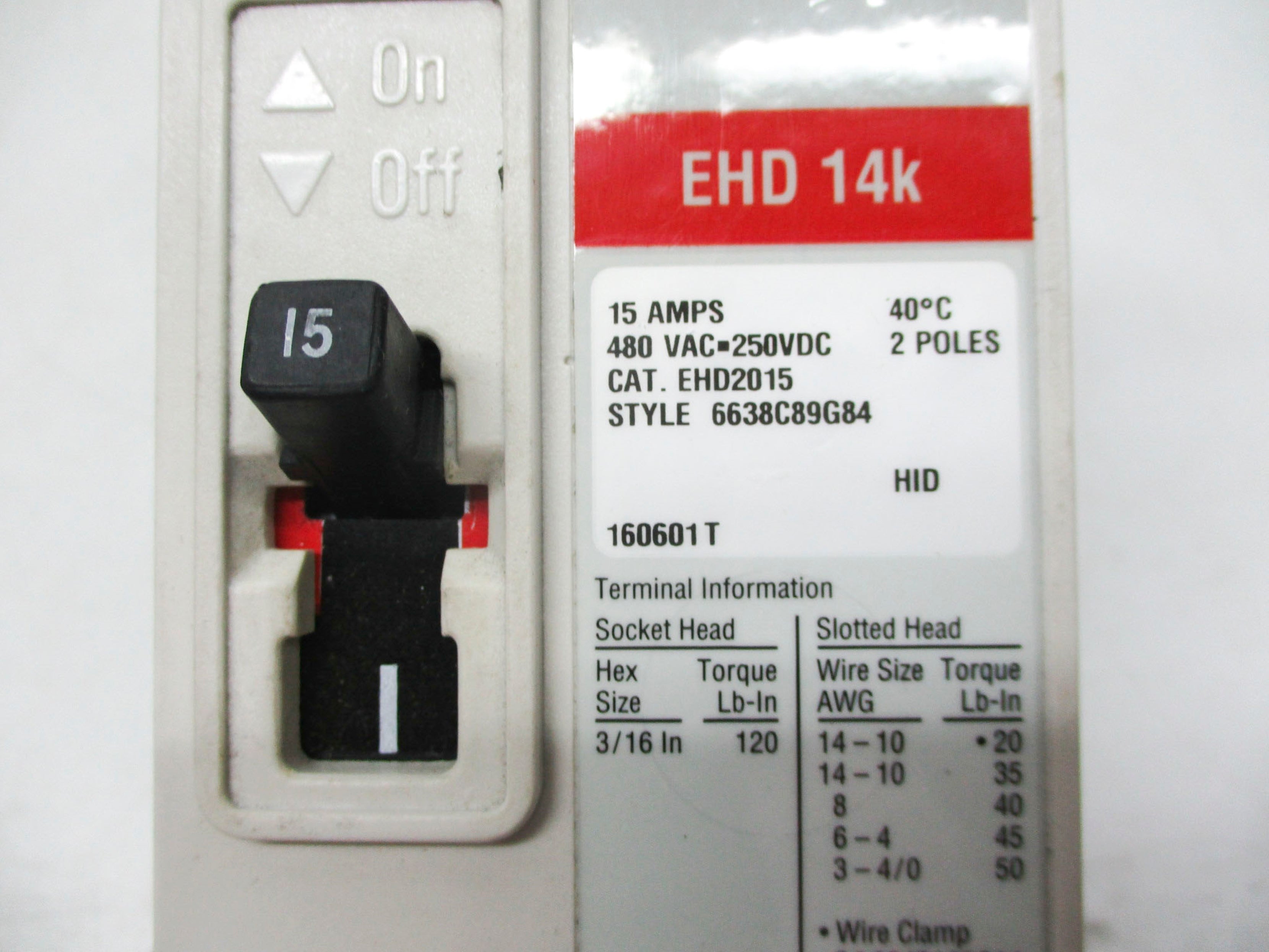 EATON EHD2015 15A 480VAC (WHITE) UNMP