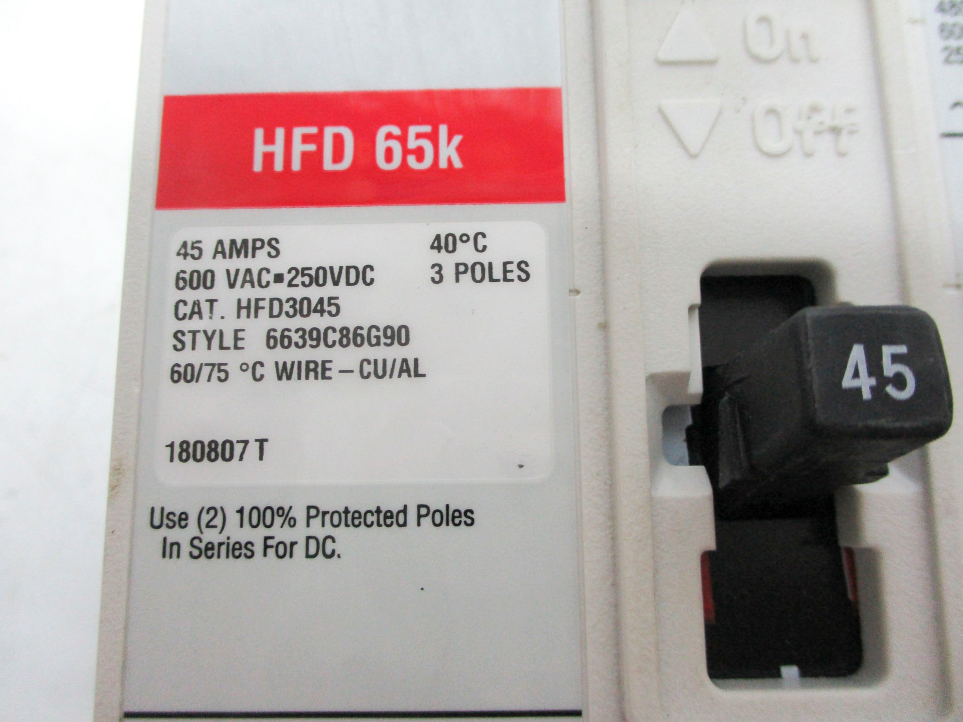 EATON HFD3045 45A 600VAC (WHITE) UNMP