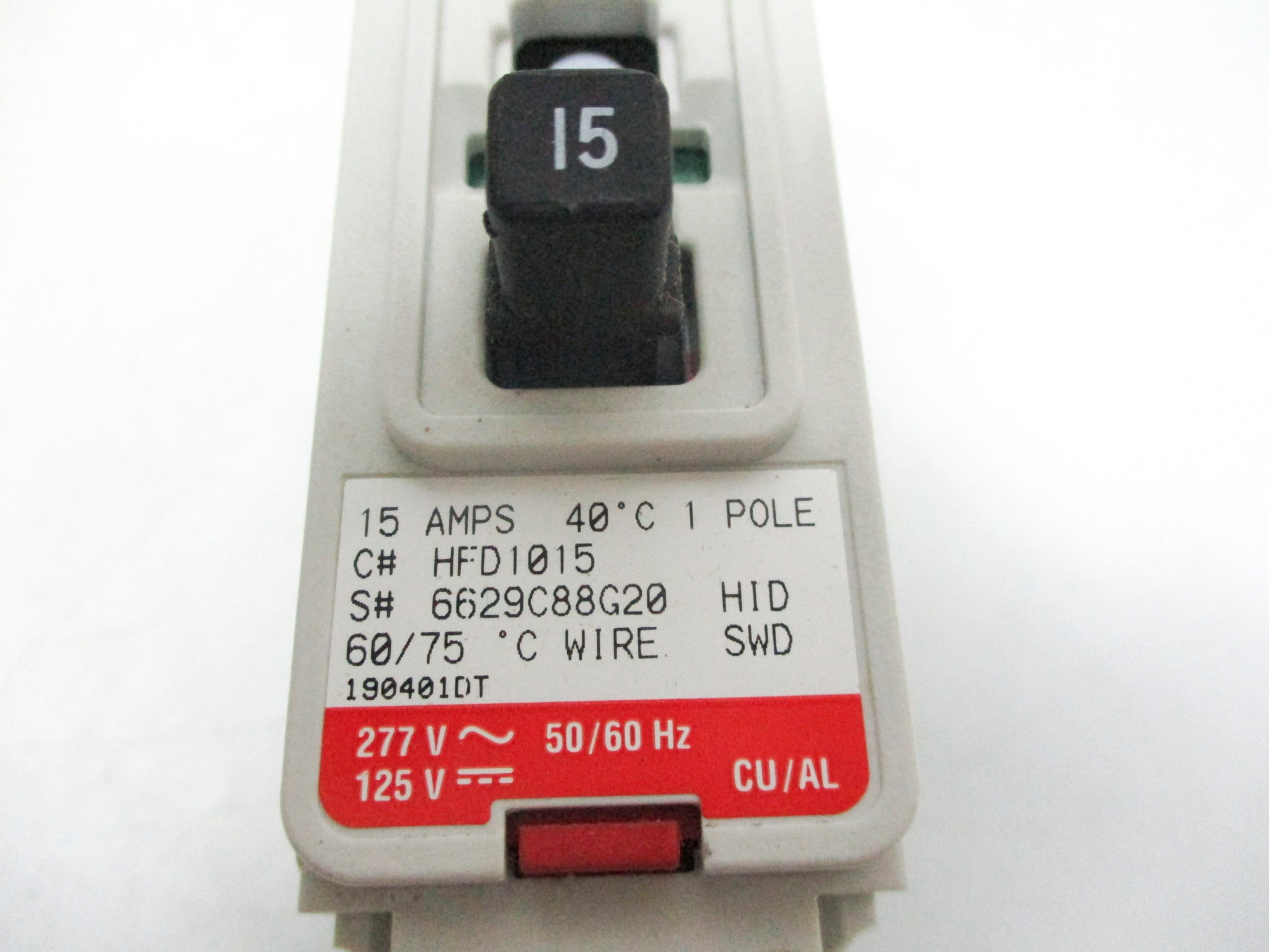 EATON HFD1015 SER. C 15A 277VAC (WHITE) NSMP