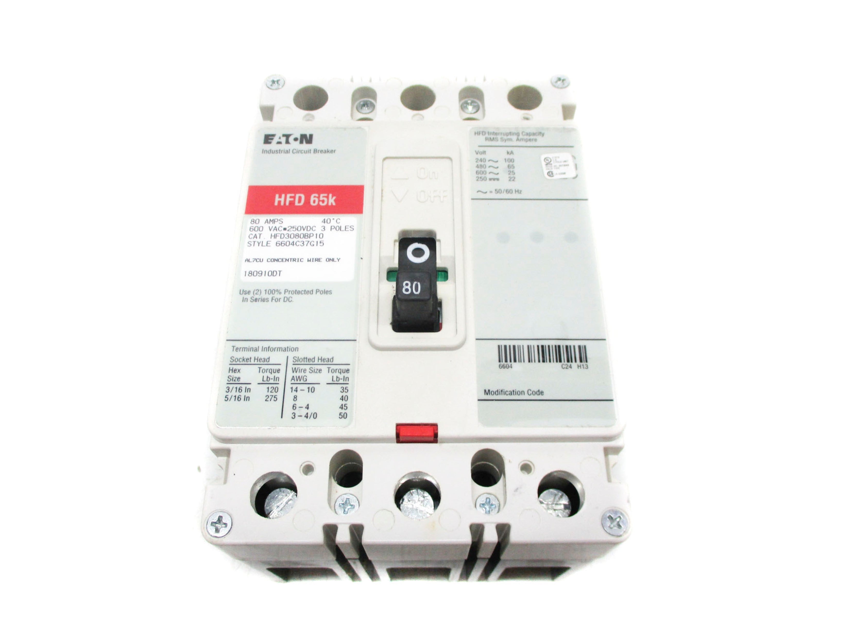 EATON HFD3080BP10 80A 600VAC UNMP
