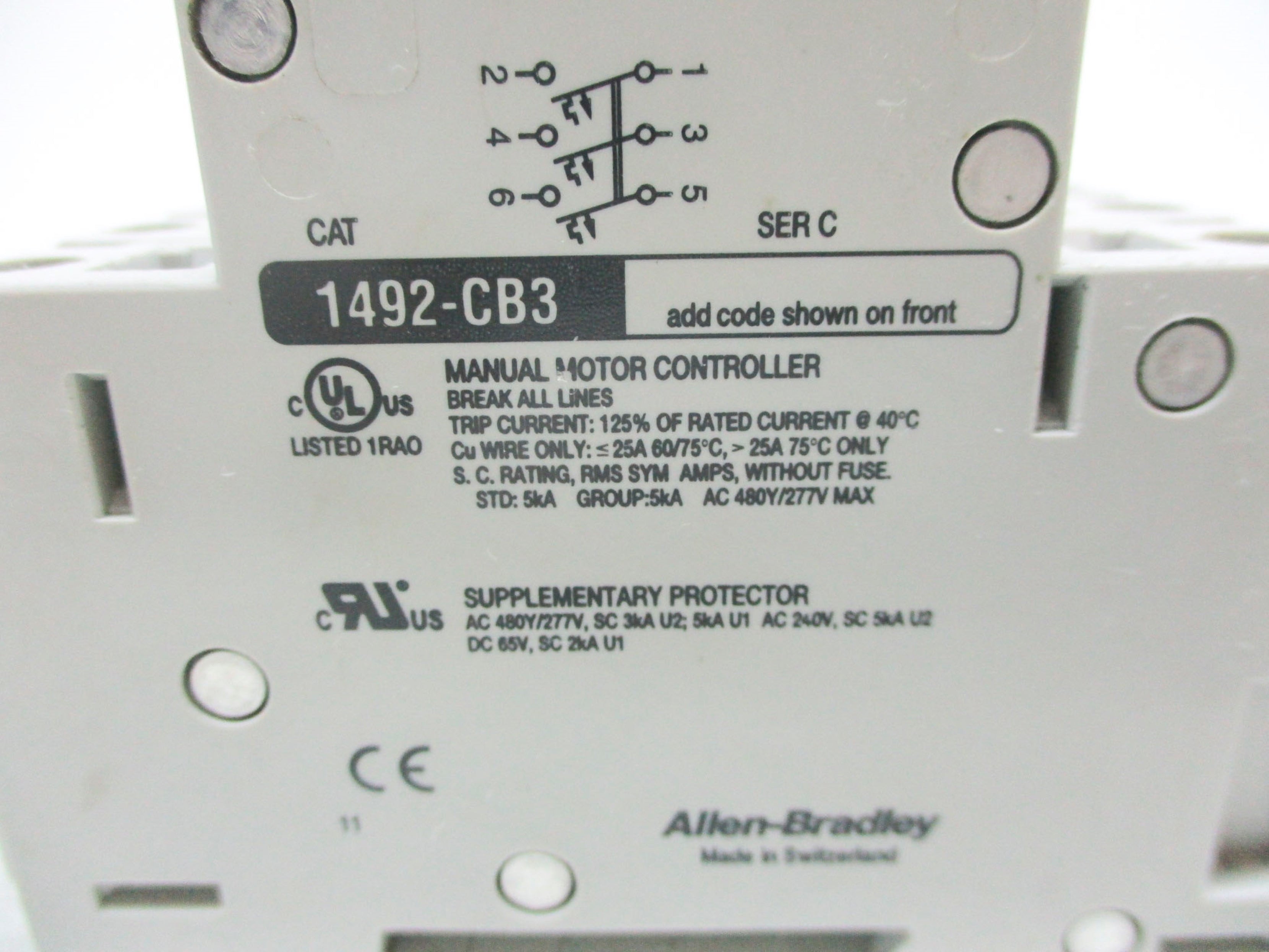 ALLEN BRADLEY 1492-CB3G500 SER. C 50A 480Y/277V UNMP