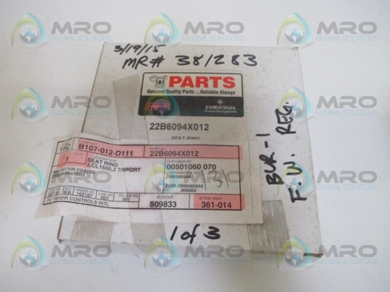 FISHER 22B6094X012 SEAT RING *NEW IN BOX*