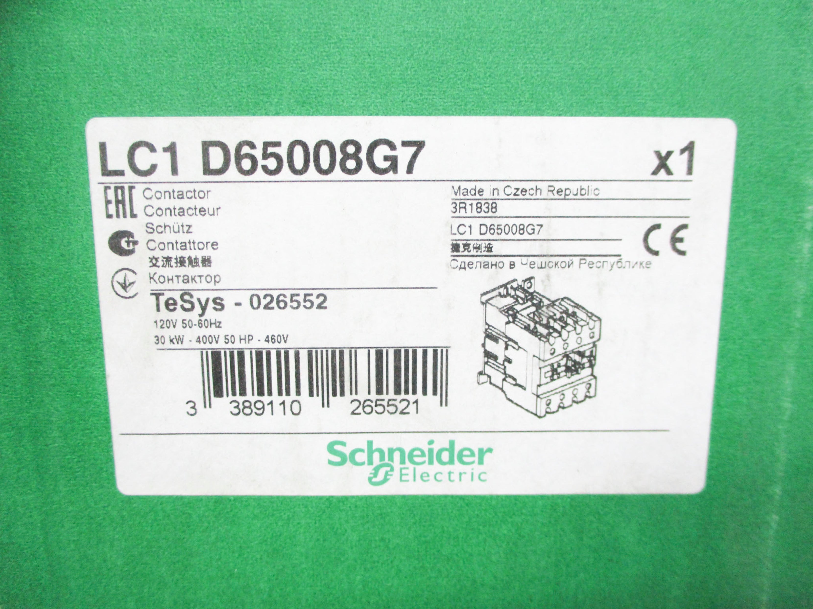 SCHNEIDER ELECTRIC LC1D65008G7 120V50-60HZ NSMP