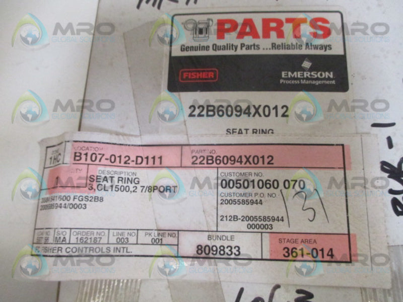FISHER 22B6094X012 SEAT RING *NEW IN BOX*