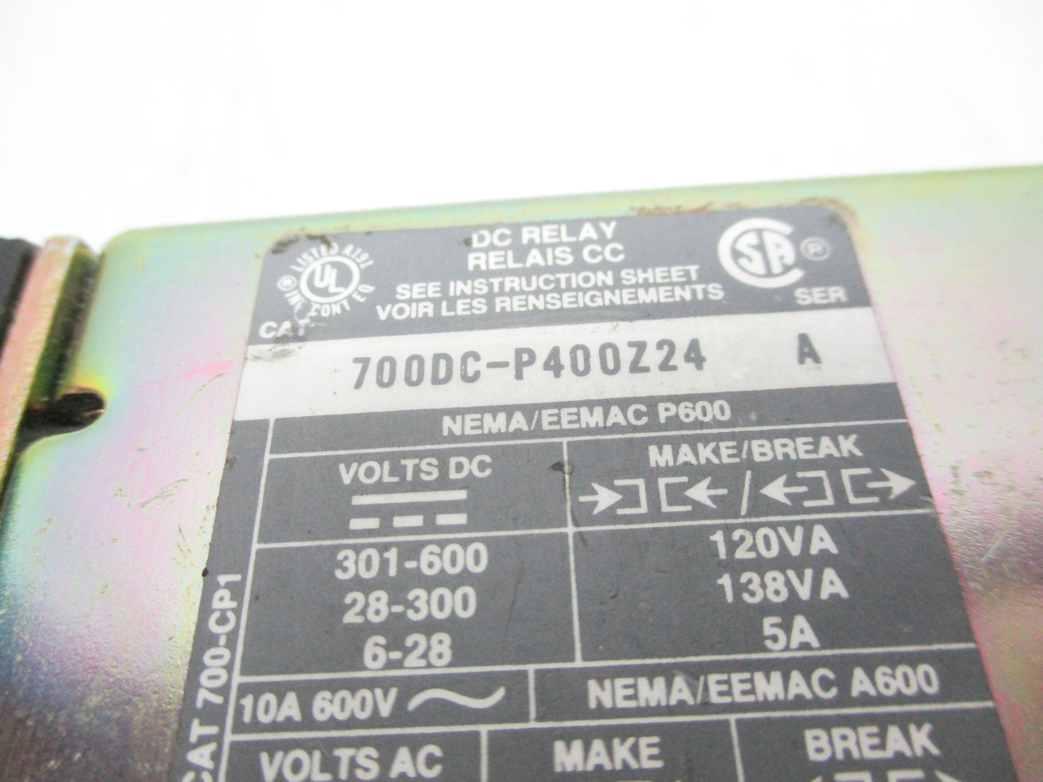 ALLEN BRADLEY 700DC-P400Z24 SER. A 24VDC (AS PICTURED) NSNP