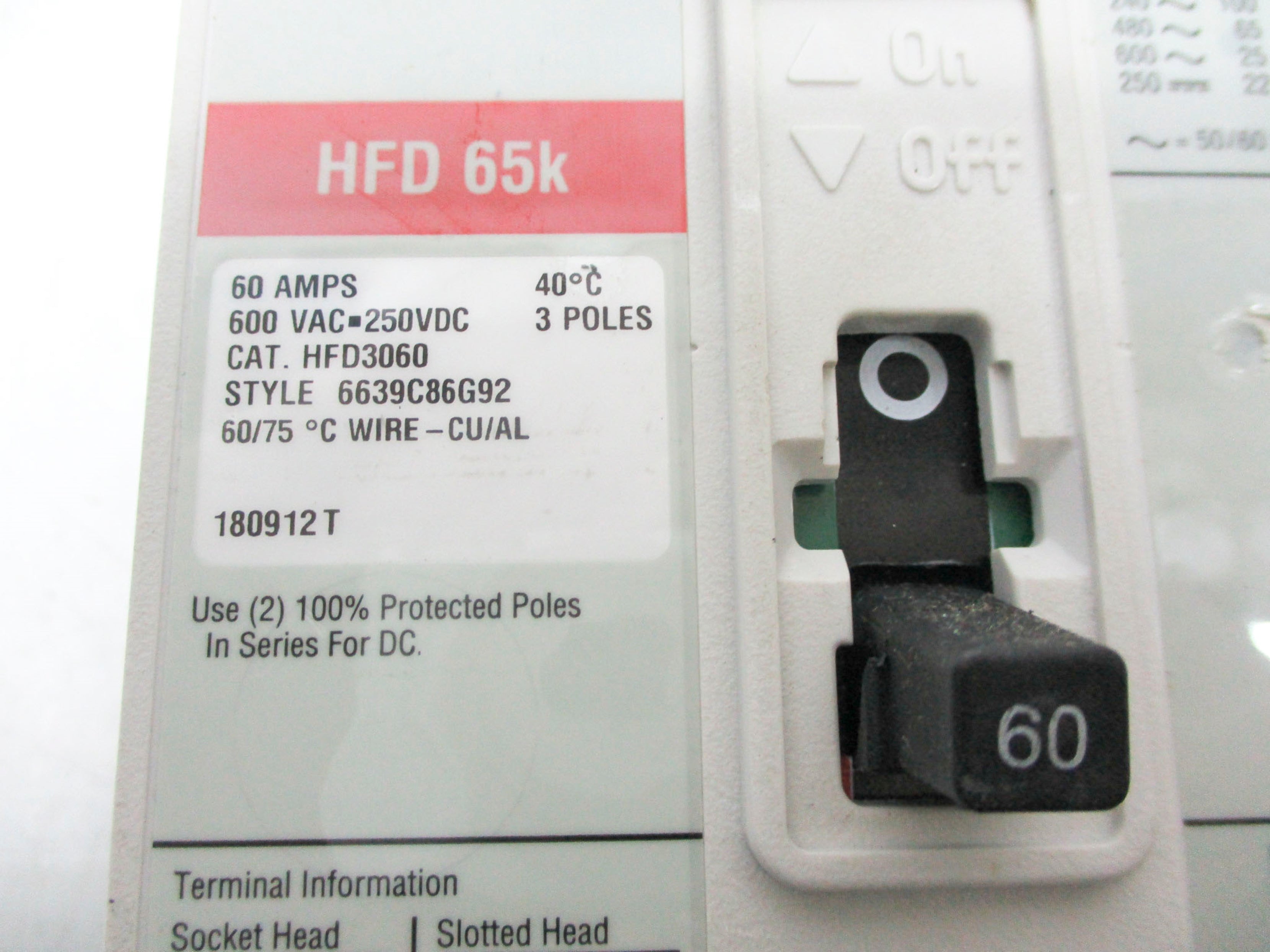 EATON HFD3060 60A 600VAC (GREY) UNMP