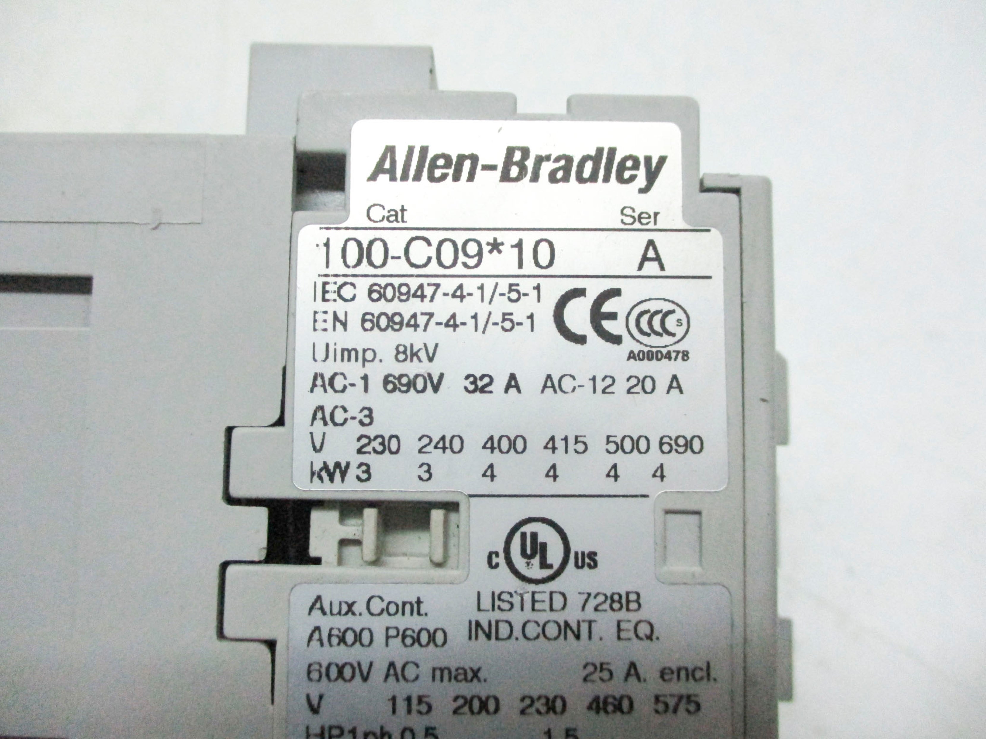 ALLEN BRADLEY 100-C09D10 SER. A 110V50HZ 120V60HZ (AS PICTURED) UNMP