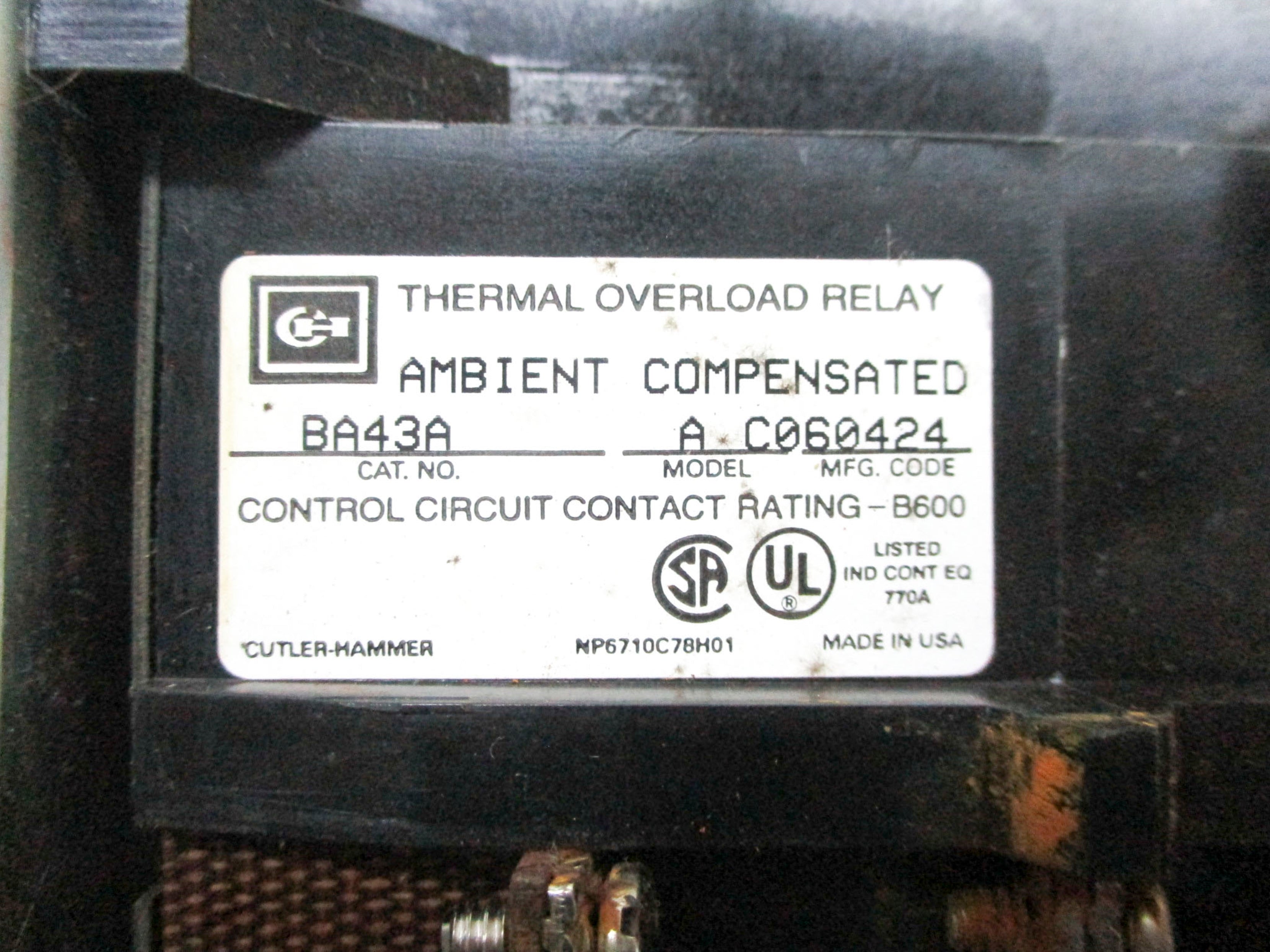 CUTLER HAMMER BA43A UNMP