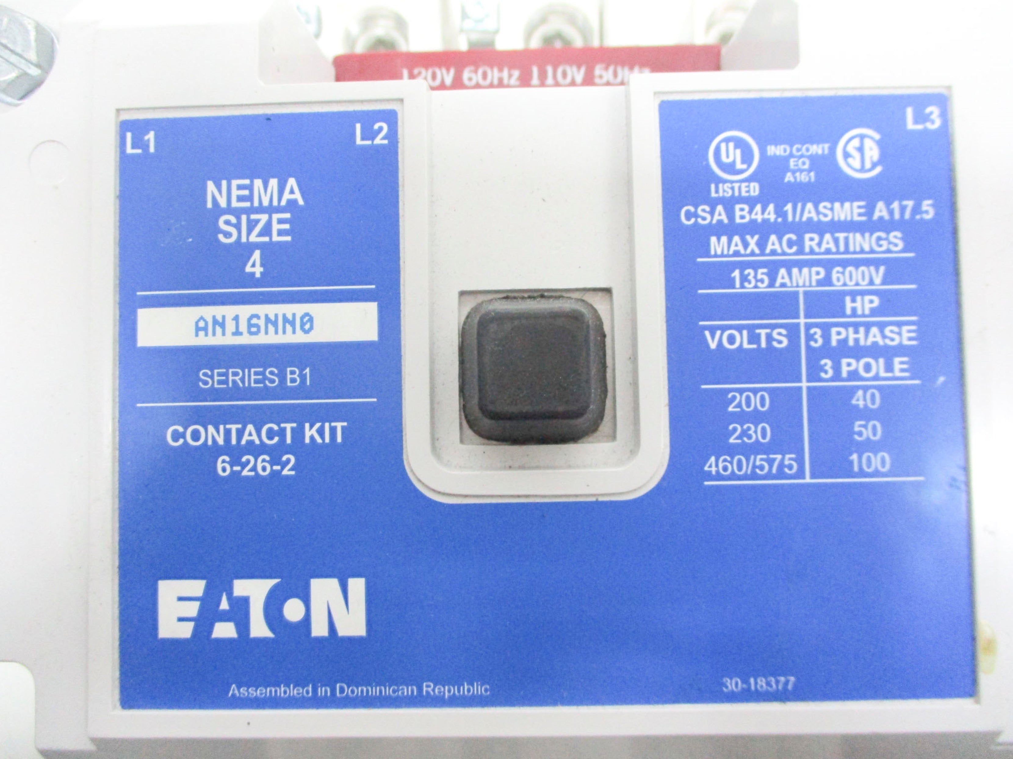 CUTLER HAMMER AN16NN0A SER. B1 UNMP