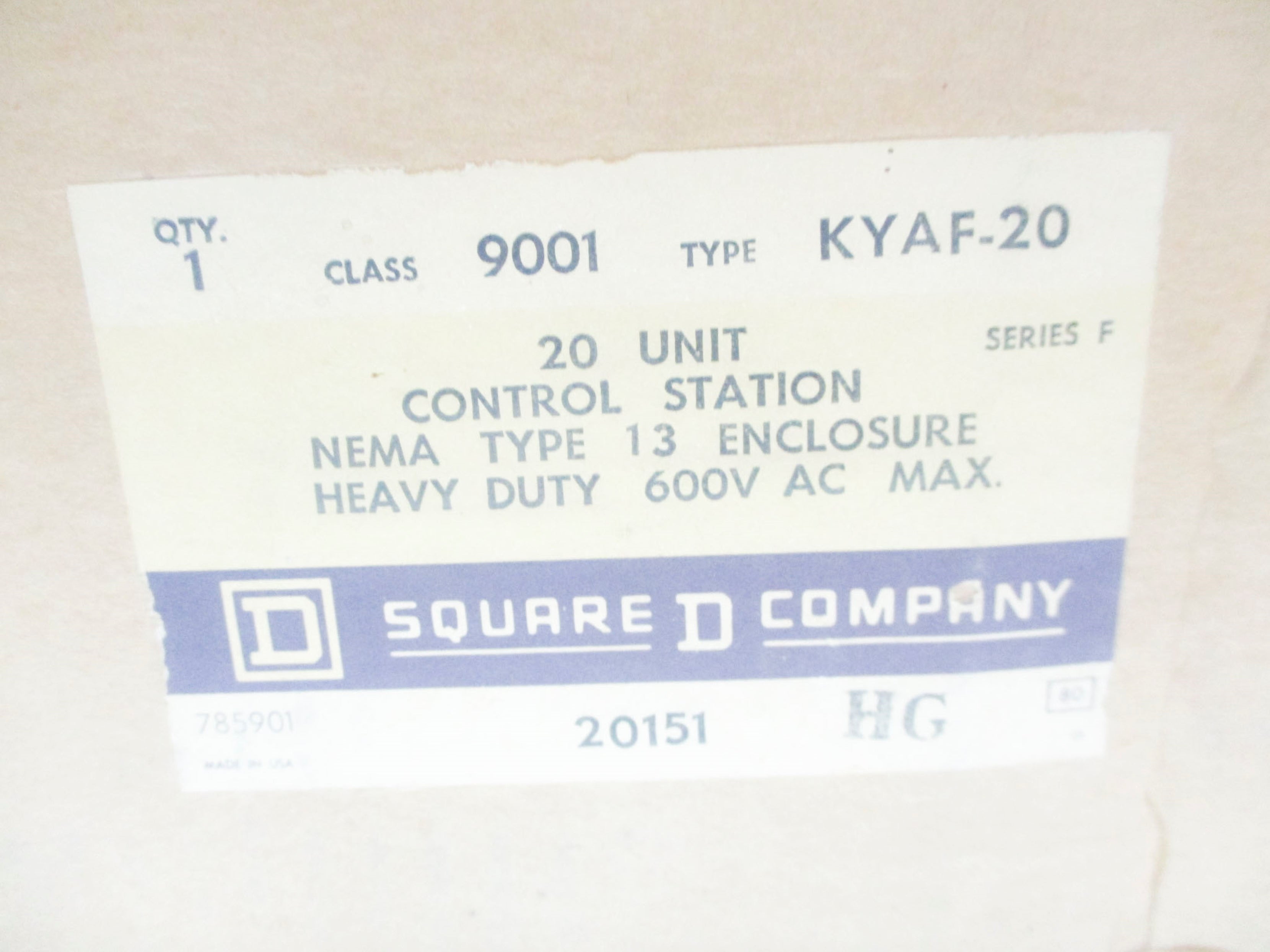 SQUARE D 9001KYAF20 SER. F (AS PICTURED) NSFS