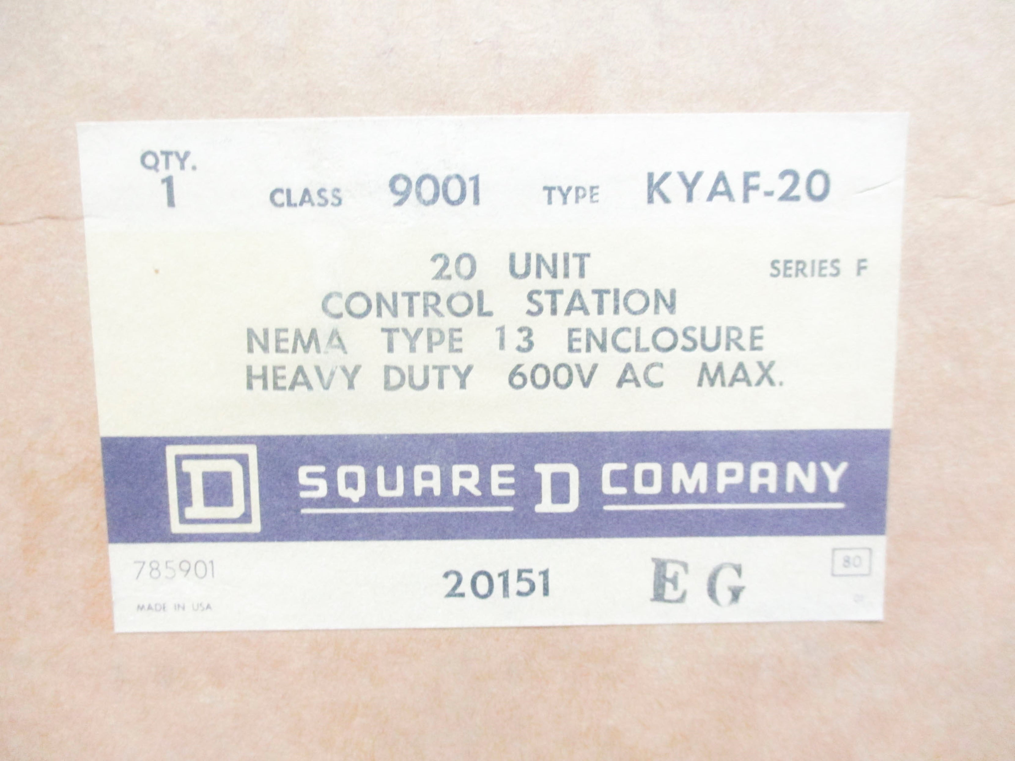 SQUARE D 9001KYAF20 SER. F NSMP