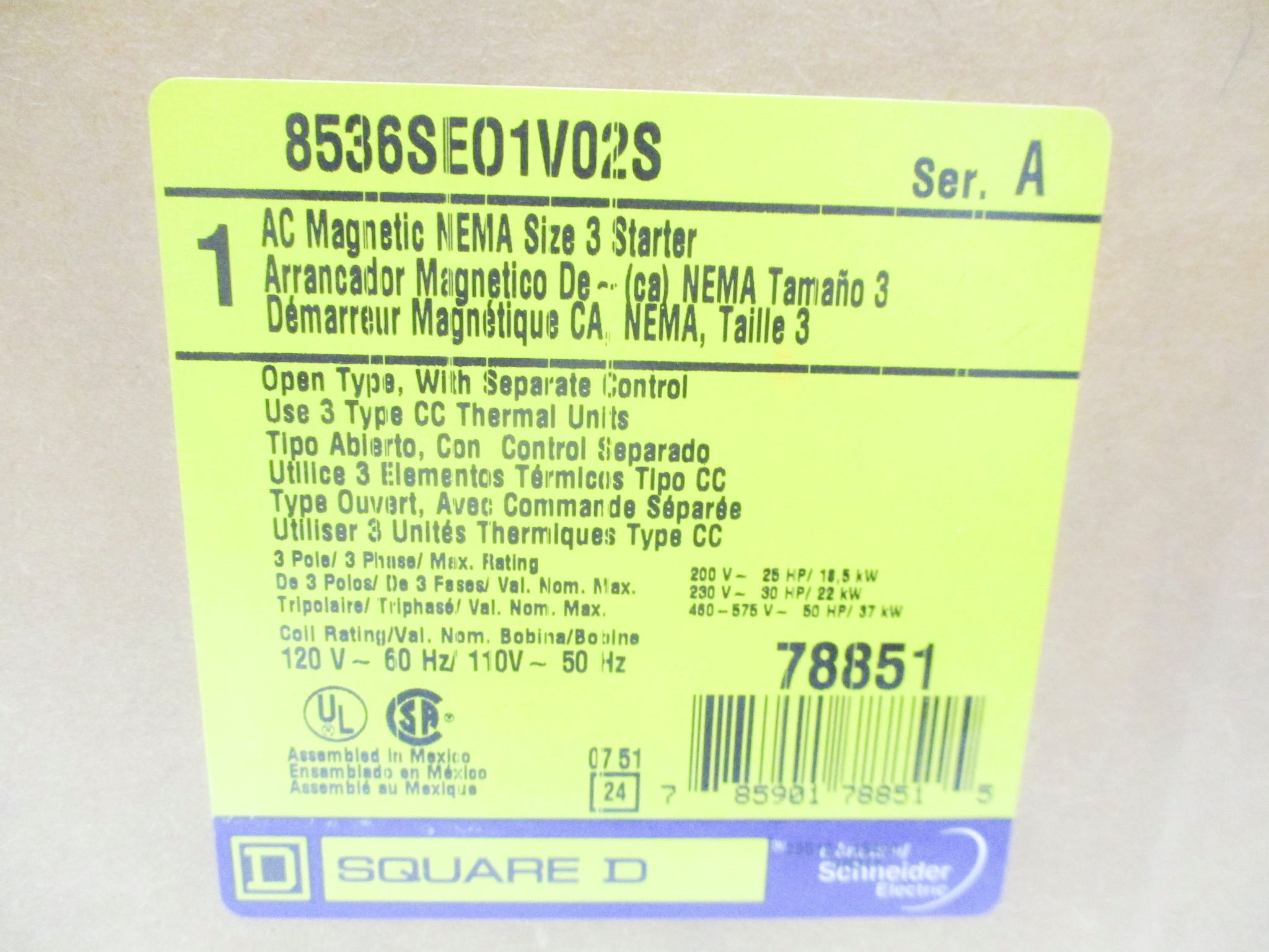 SQUARE D 8536SEO1V02S SER. A NSFS