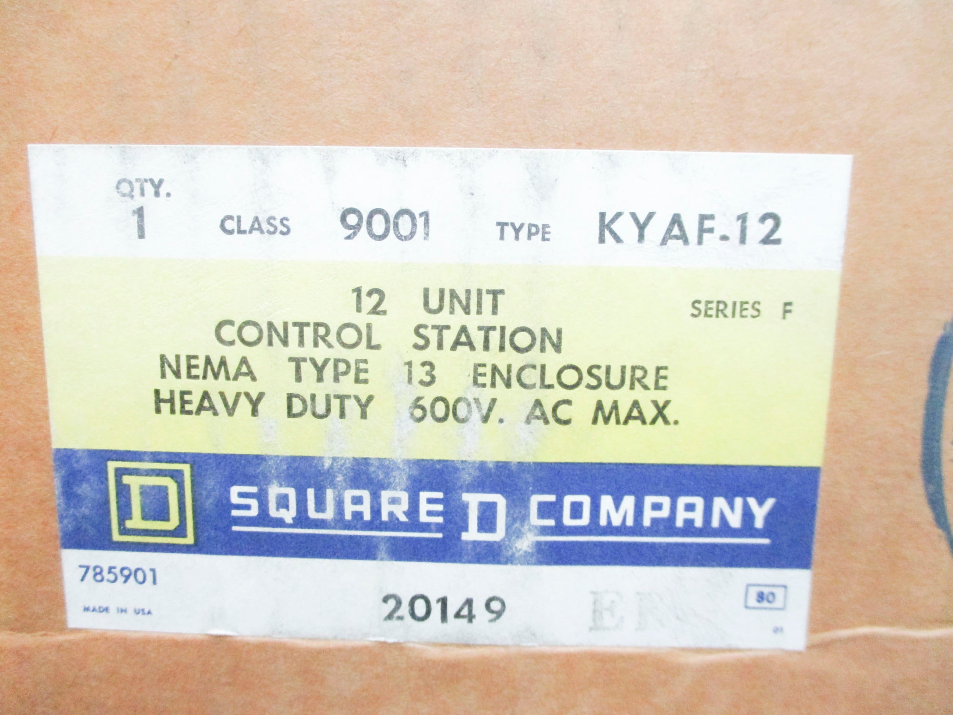 SQUARE D 9001KYAF12 SER. F NSMP