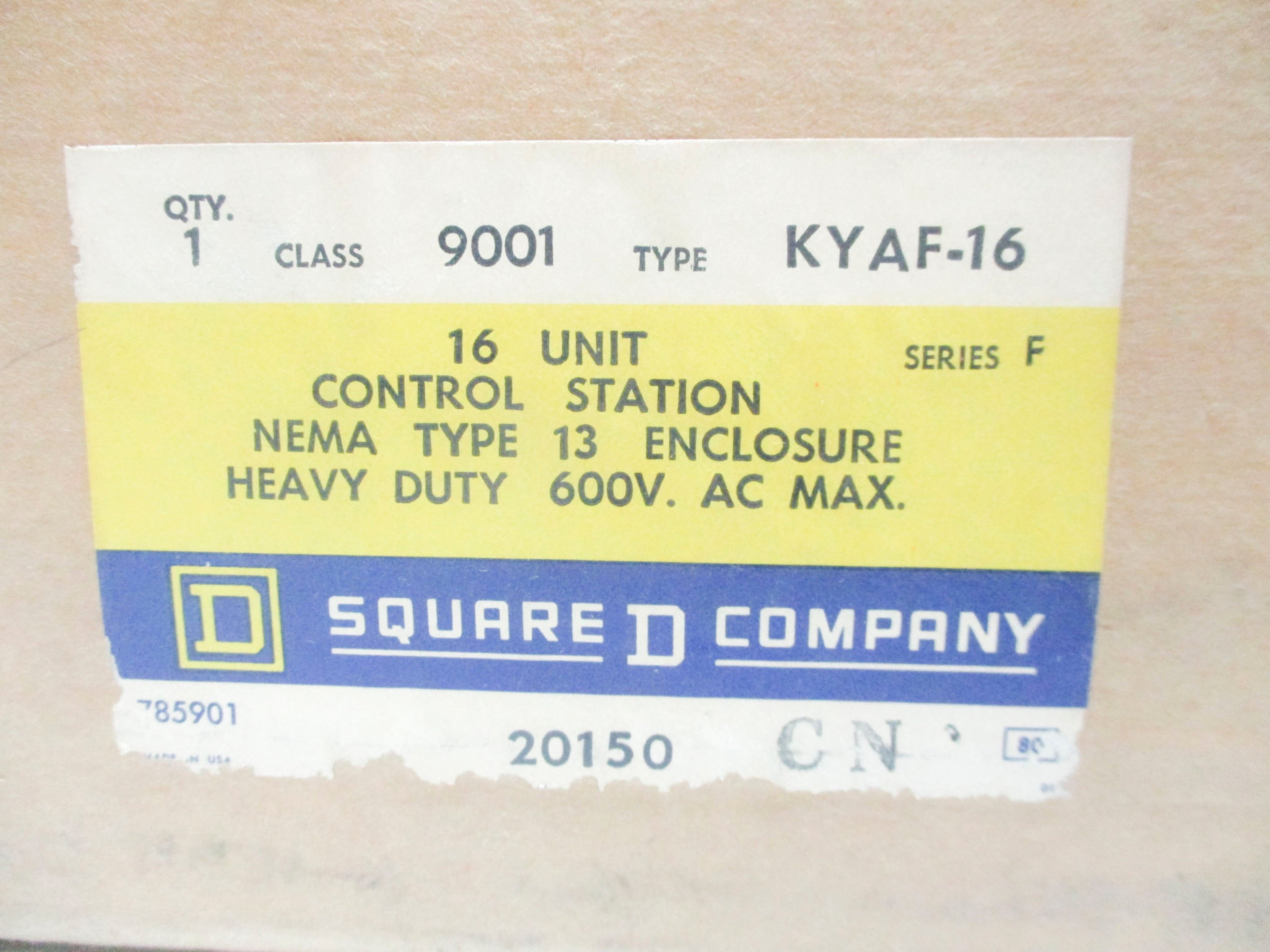 SQUARE D 9001KYAF16 SER. F NSMP