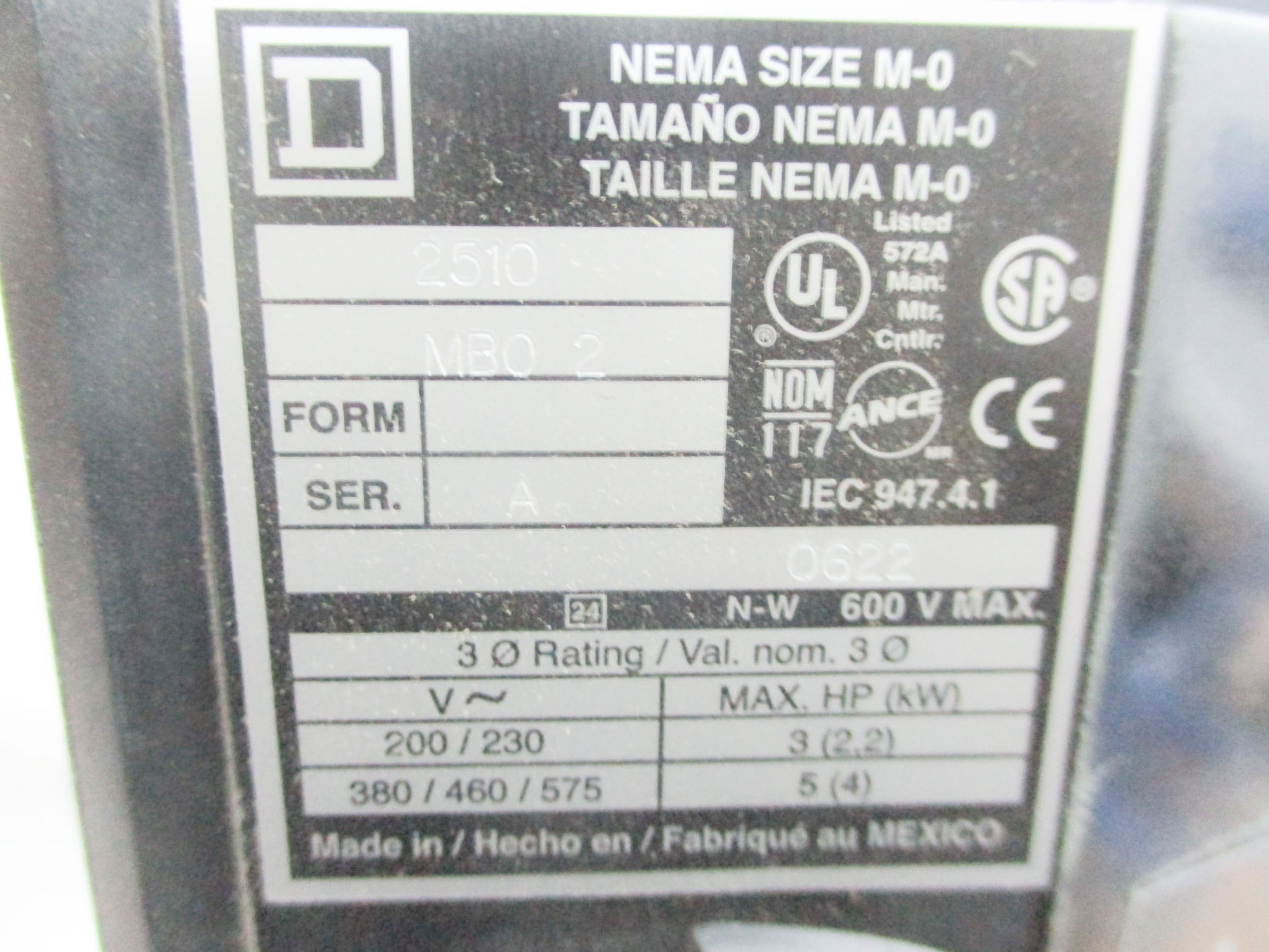 SQUARE D 2510MB02 SER. A NSMP