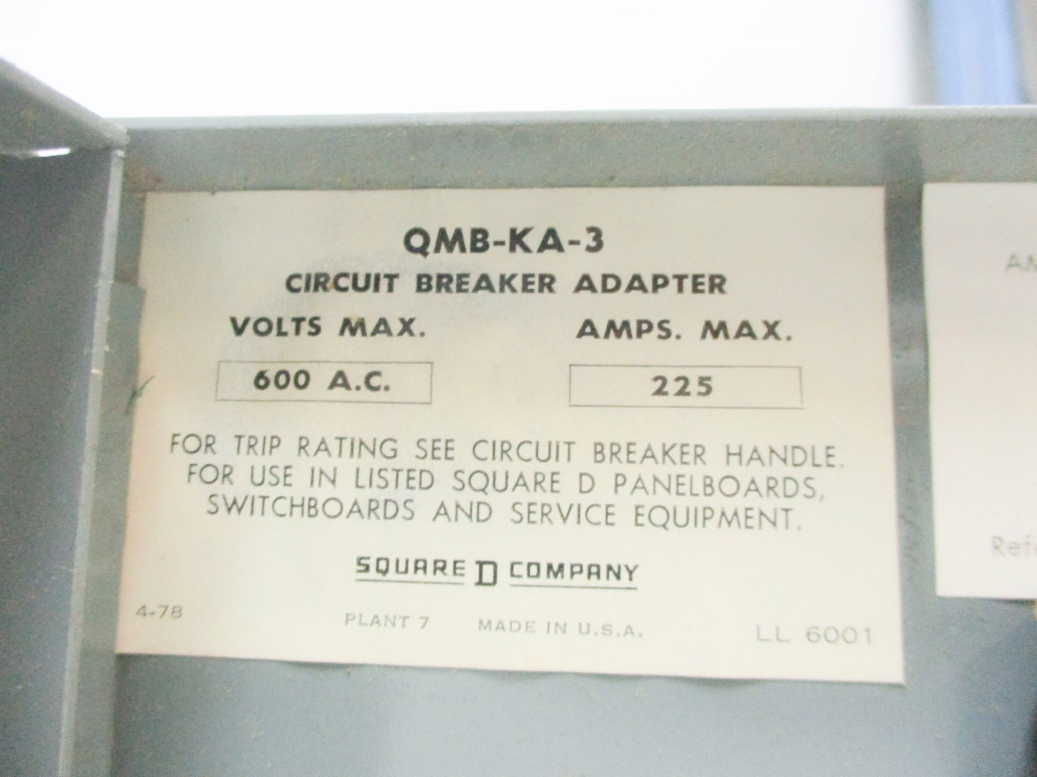 SQUARE D QMB-KA-3 SER. A1 NSMP