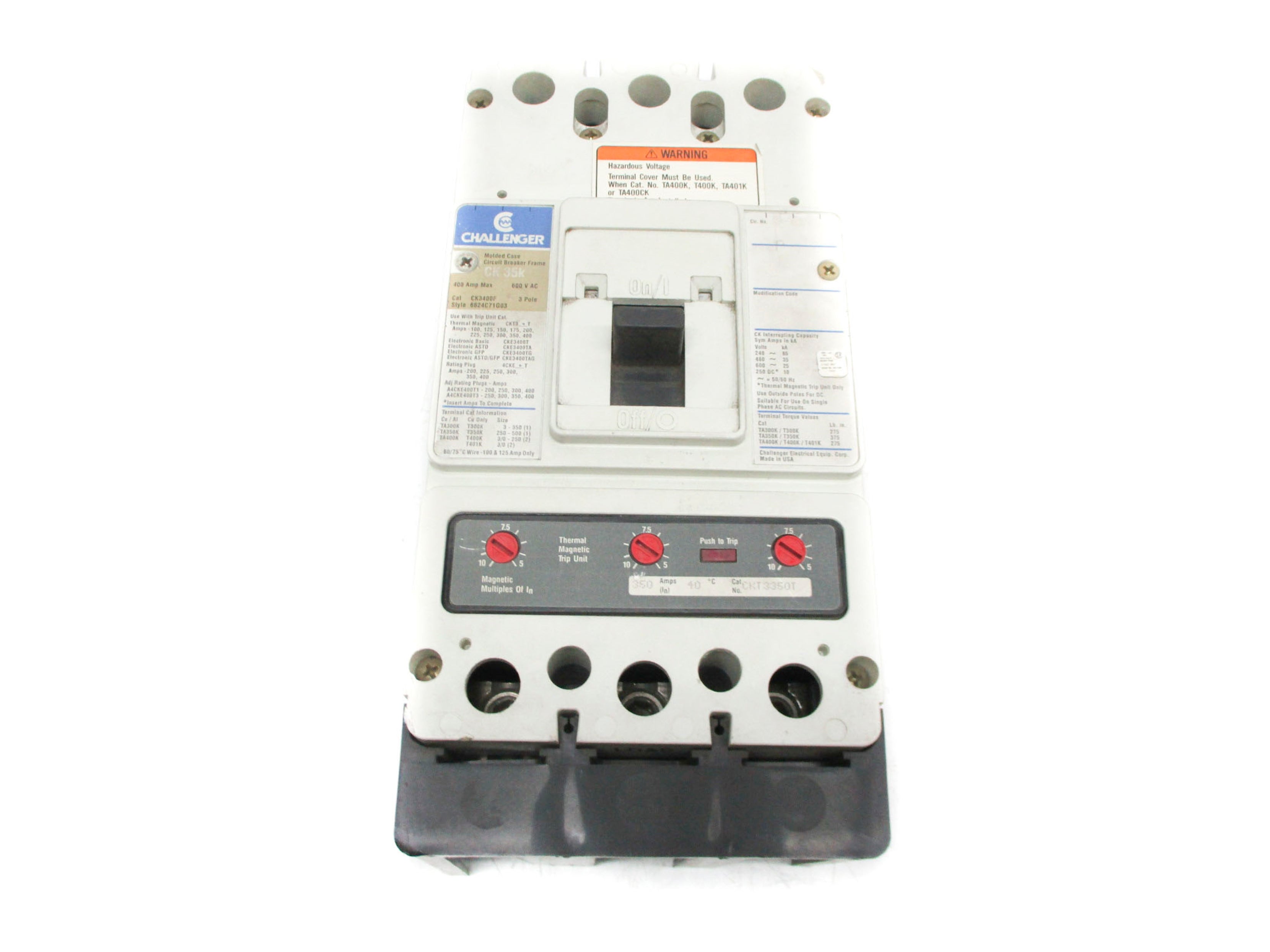 CHALLENGER CK3400F 350A TRIP 400A 600V UNMP